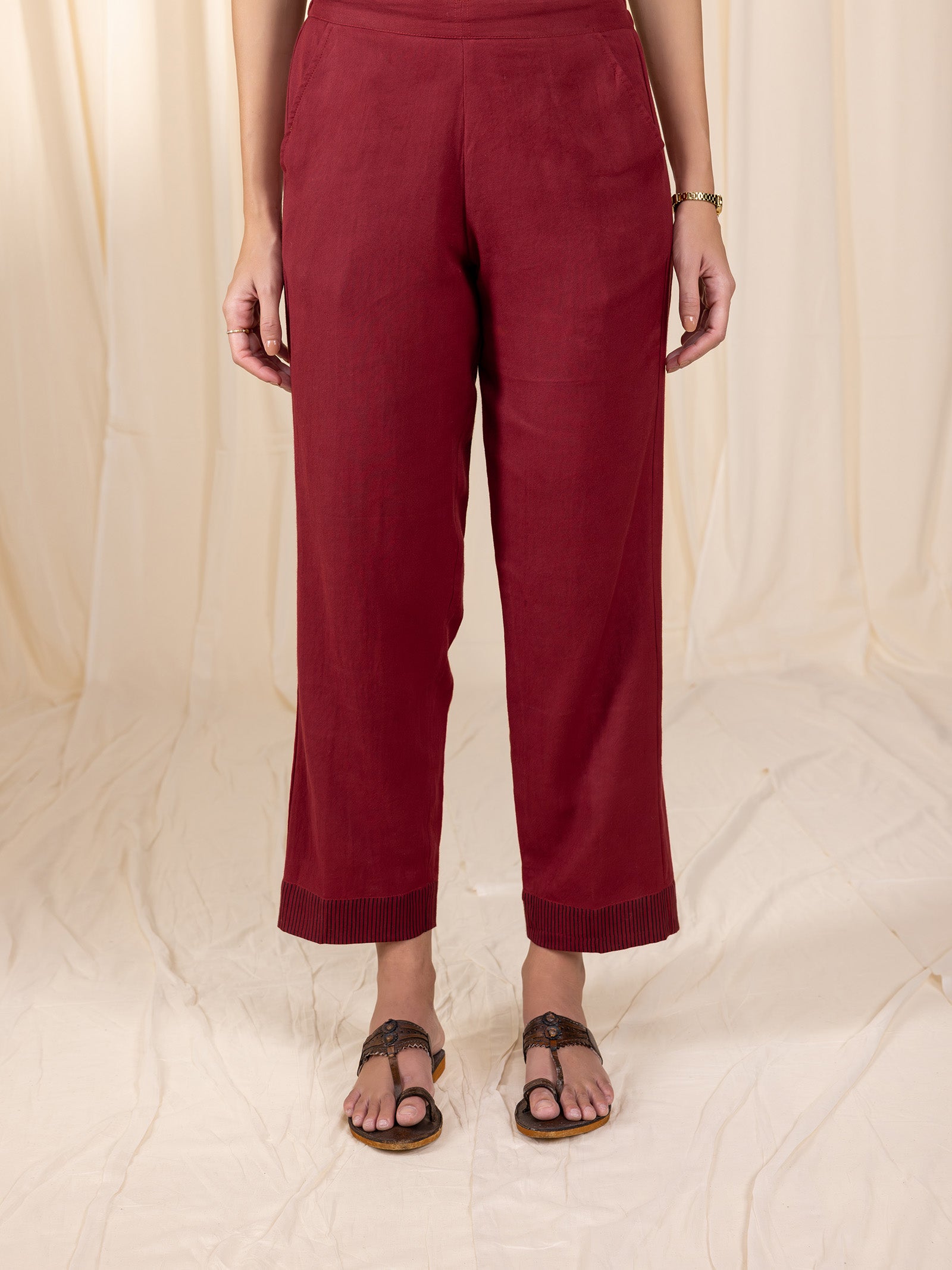 Berry Twill Straight Pants