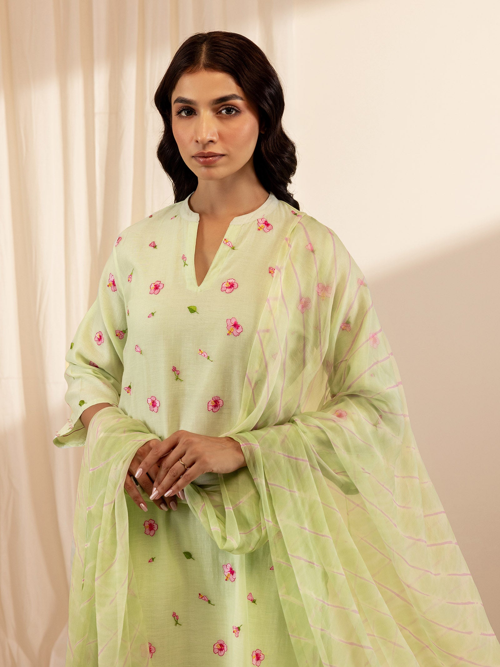 Alice In Wonderland Green Chanderi Kurta