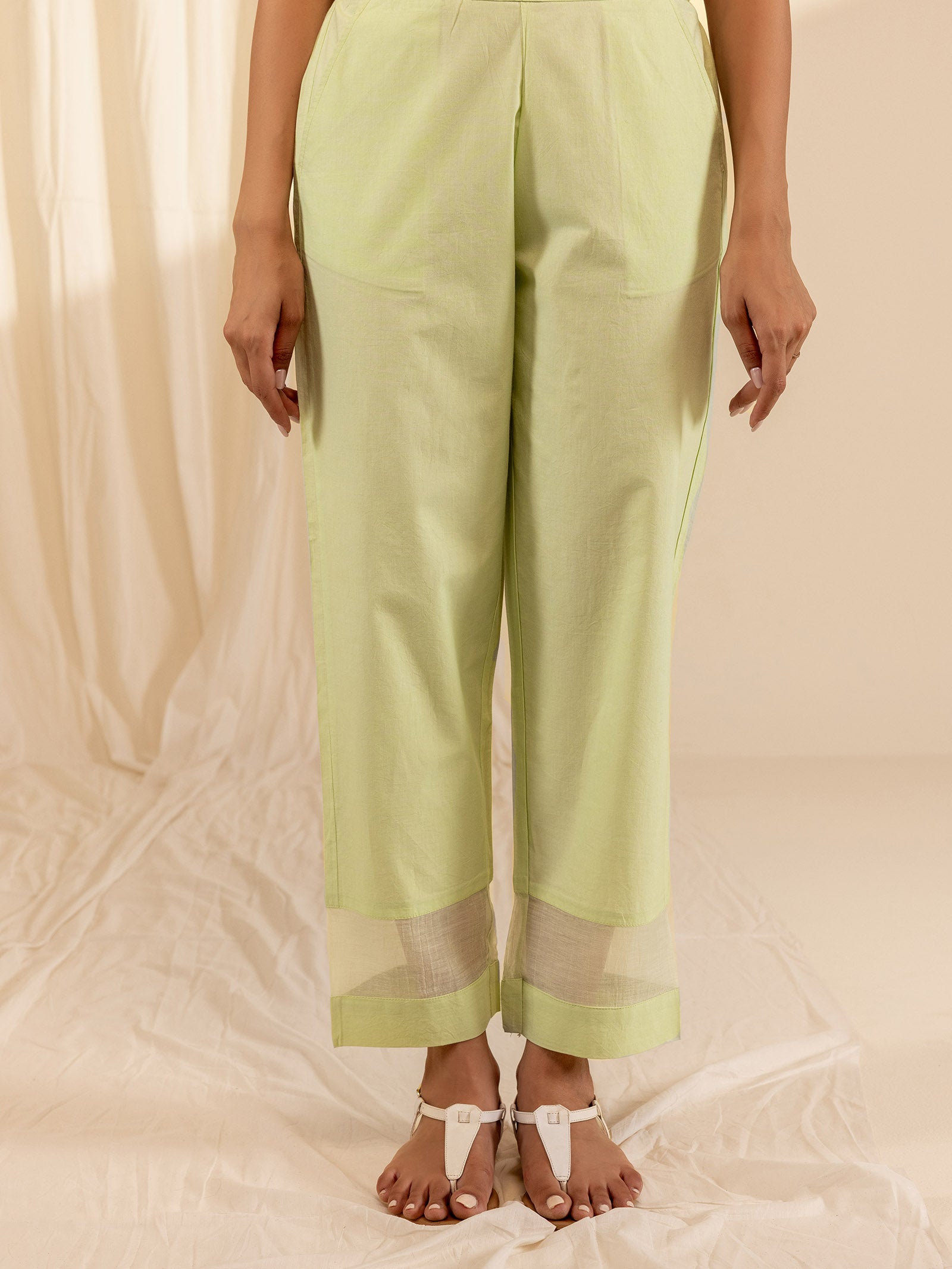 Alice In Wonderland Green Cotton Straight Pant