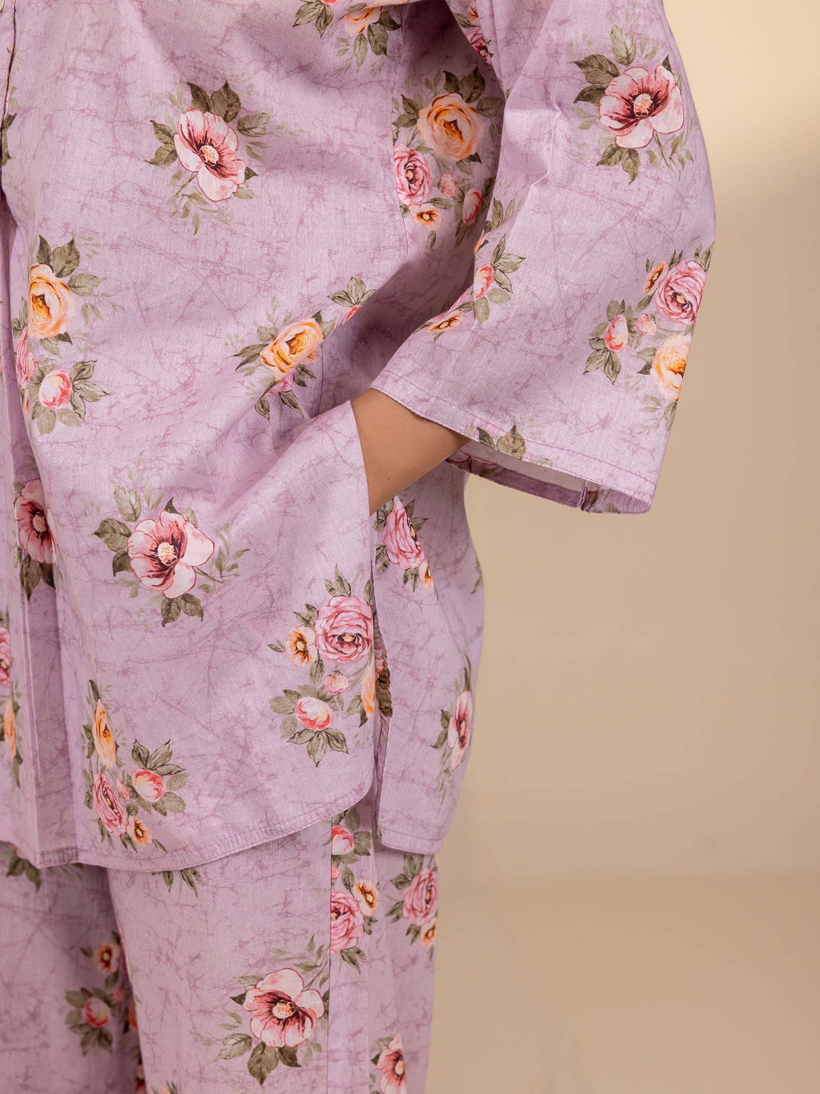English Lavender Collared Voile Night Suit