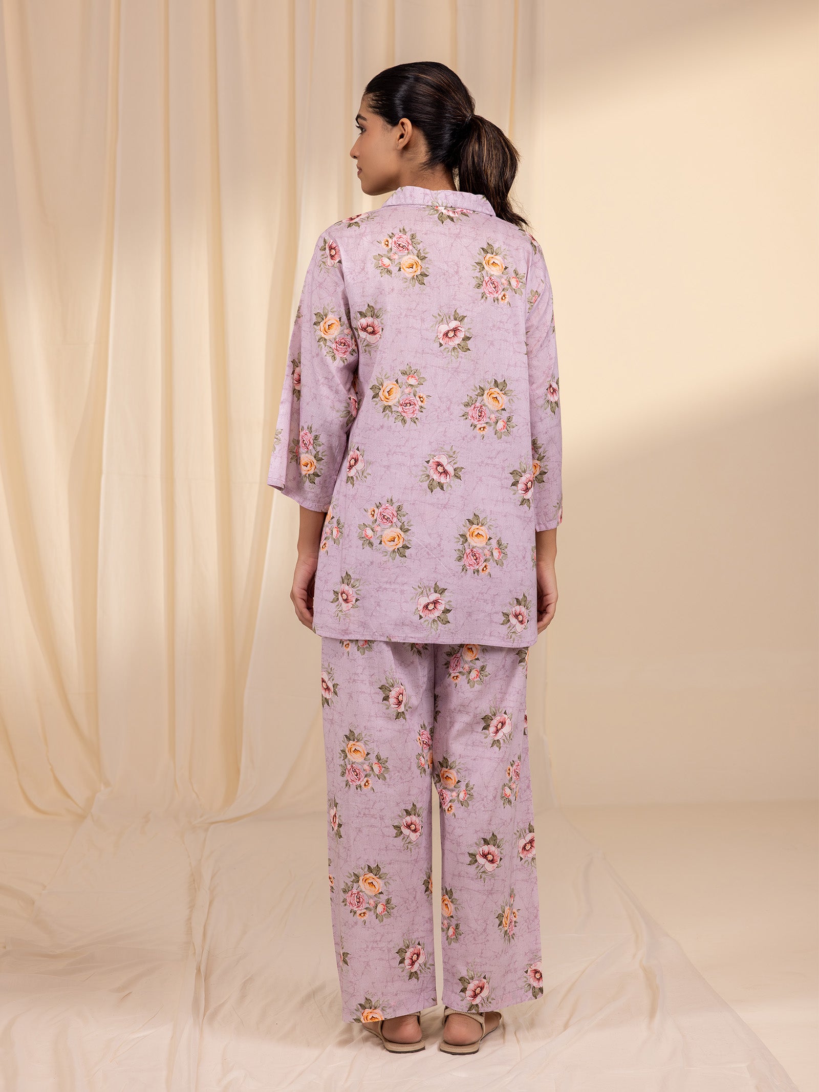 English Lavender Collared Voile Night Suit