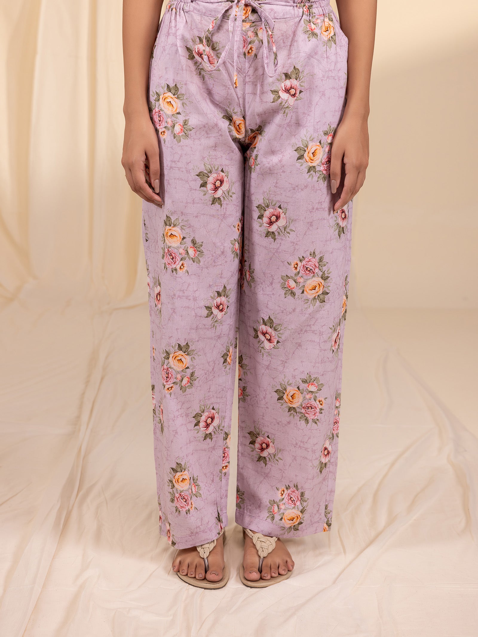 English Lavender Collared Voile Night Suit