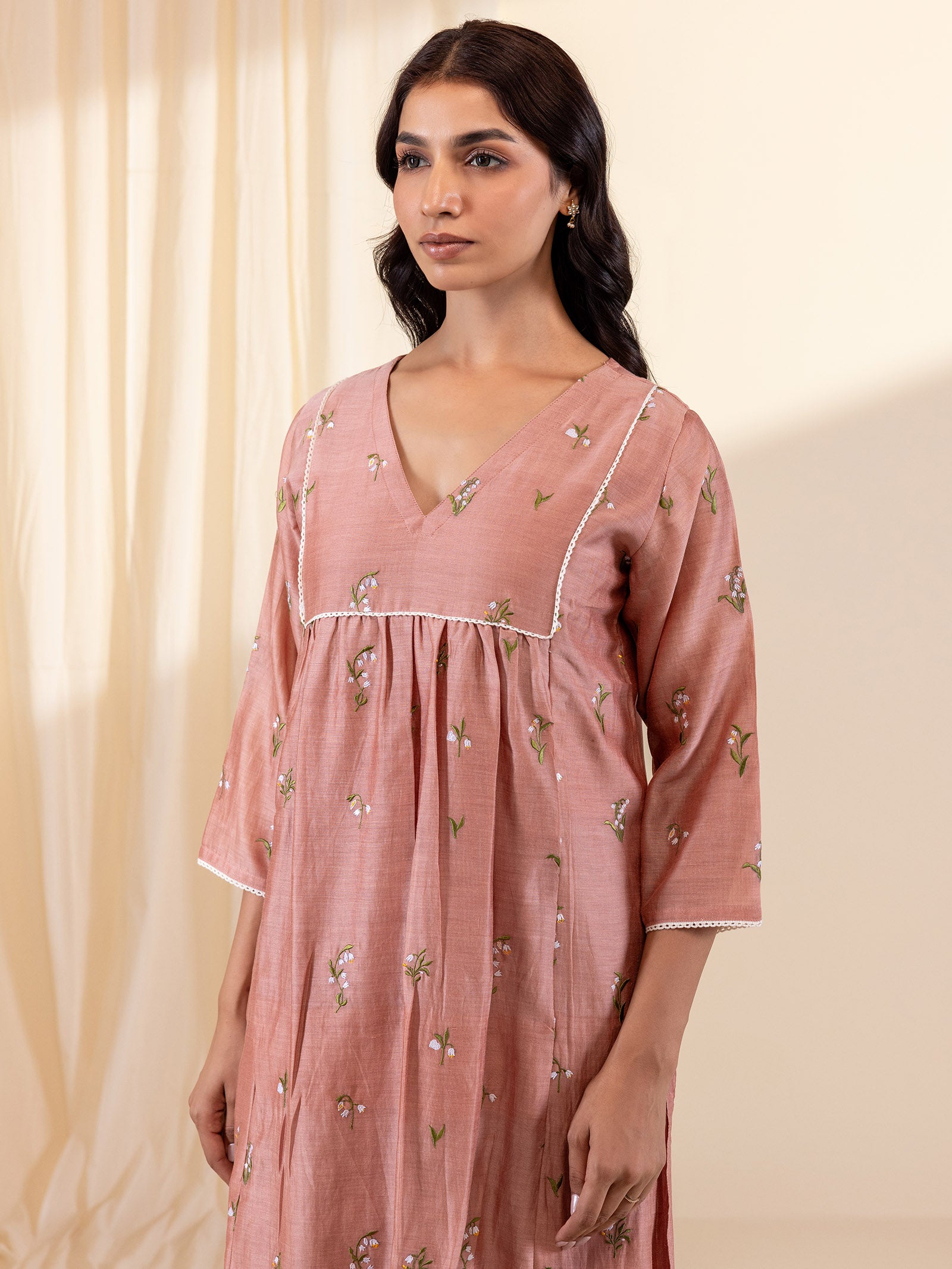Alice In Wonderland Peach Chanderi Kurta