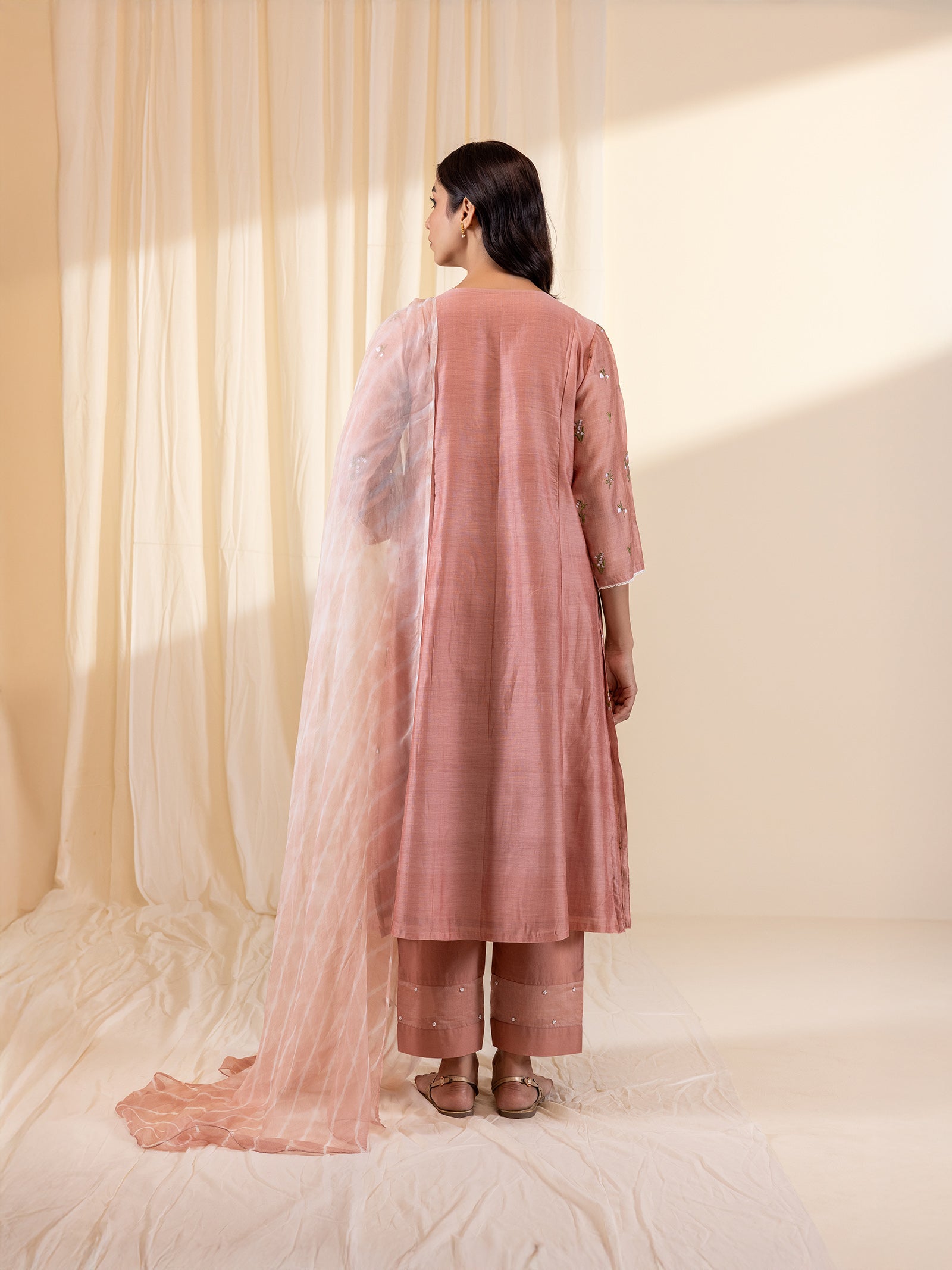 Alice In Wonderland Peach Chiffon Dupatta