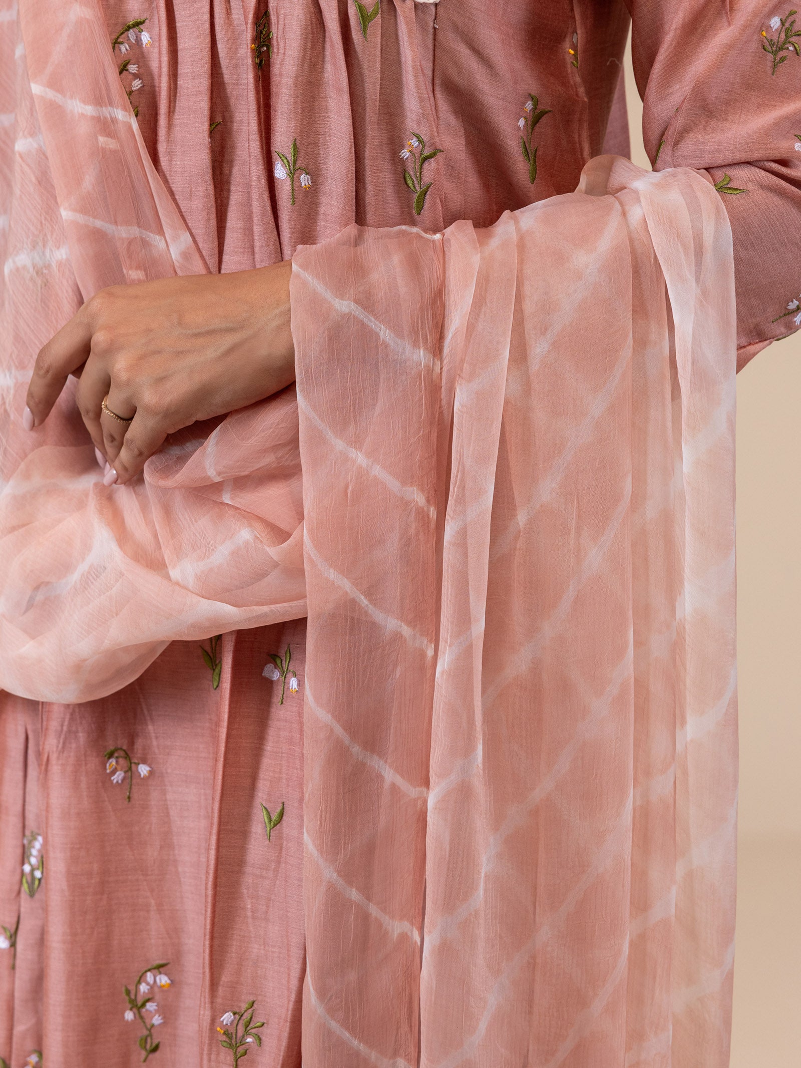 Alice In Wonderland Peach Chiffon Dupatta