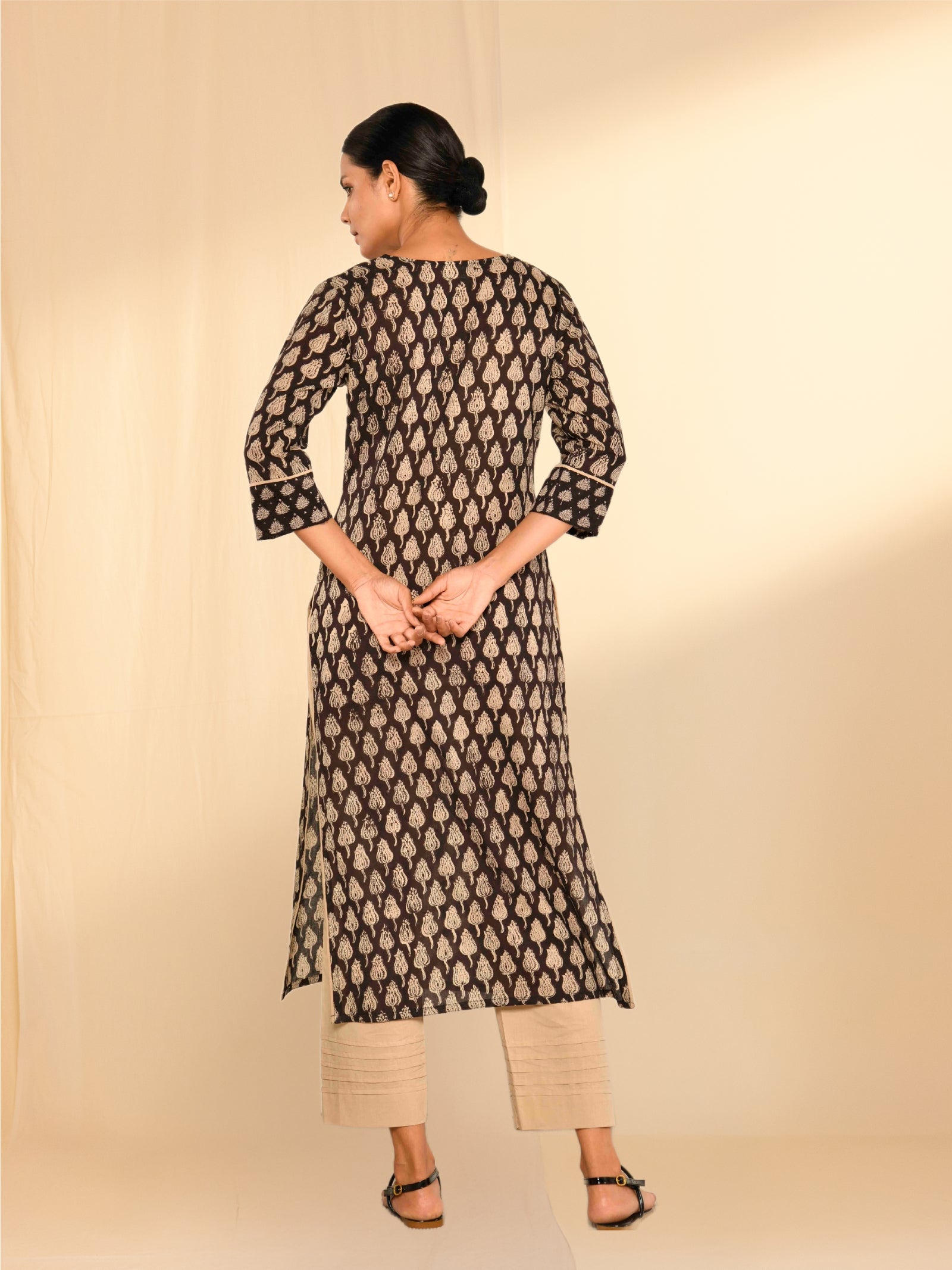 Bagru Black Voile Kurta