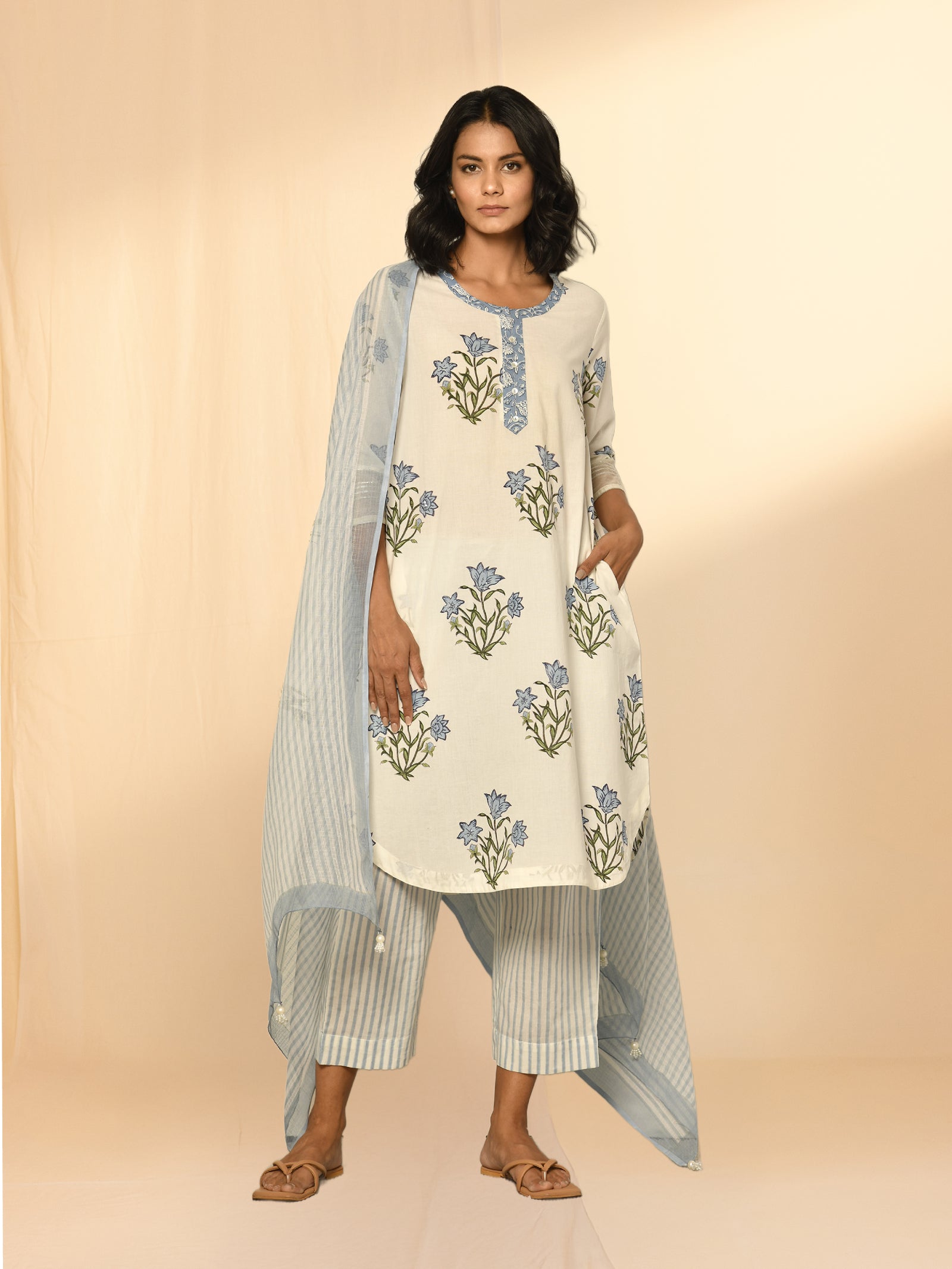 Blue Cornflower Cotton Kurta