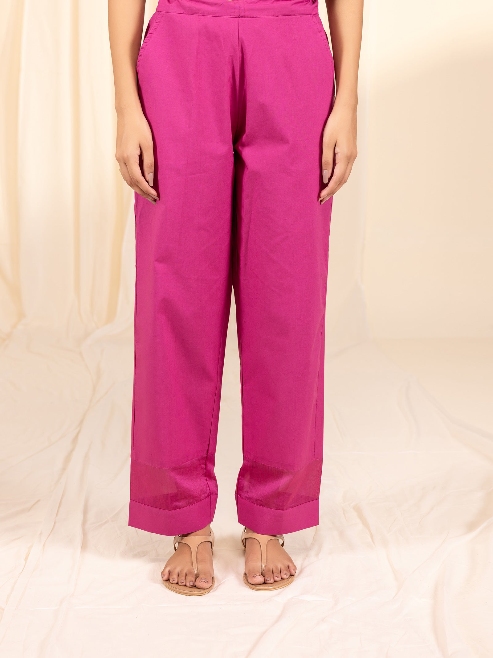 Celebration Magenta Cotton Straight Pant