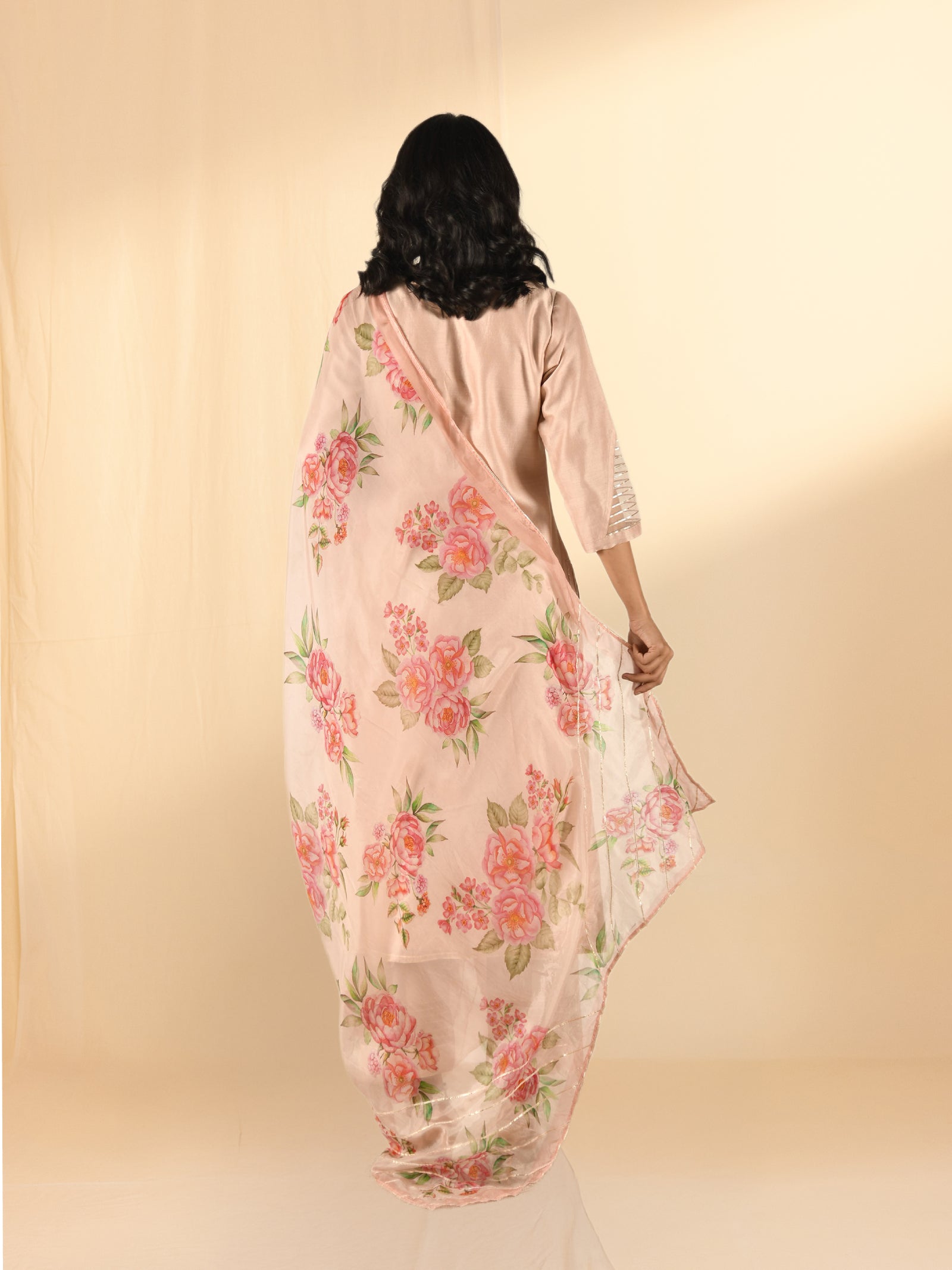 Peach Tea Bemberg Silk Dupatta