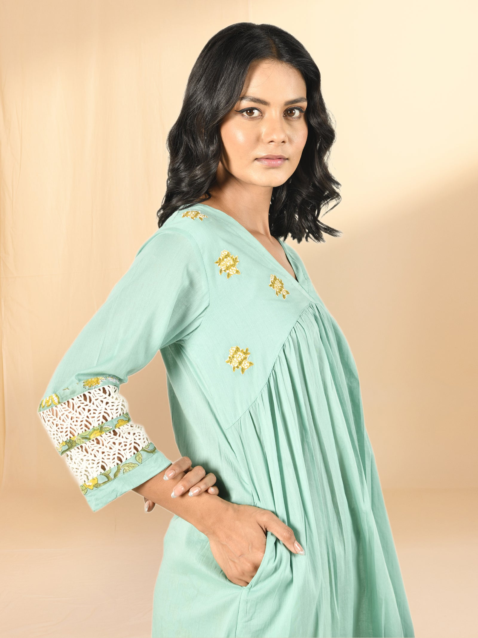 TFL Tiffany Blue Plain Voile Kurta