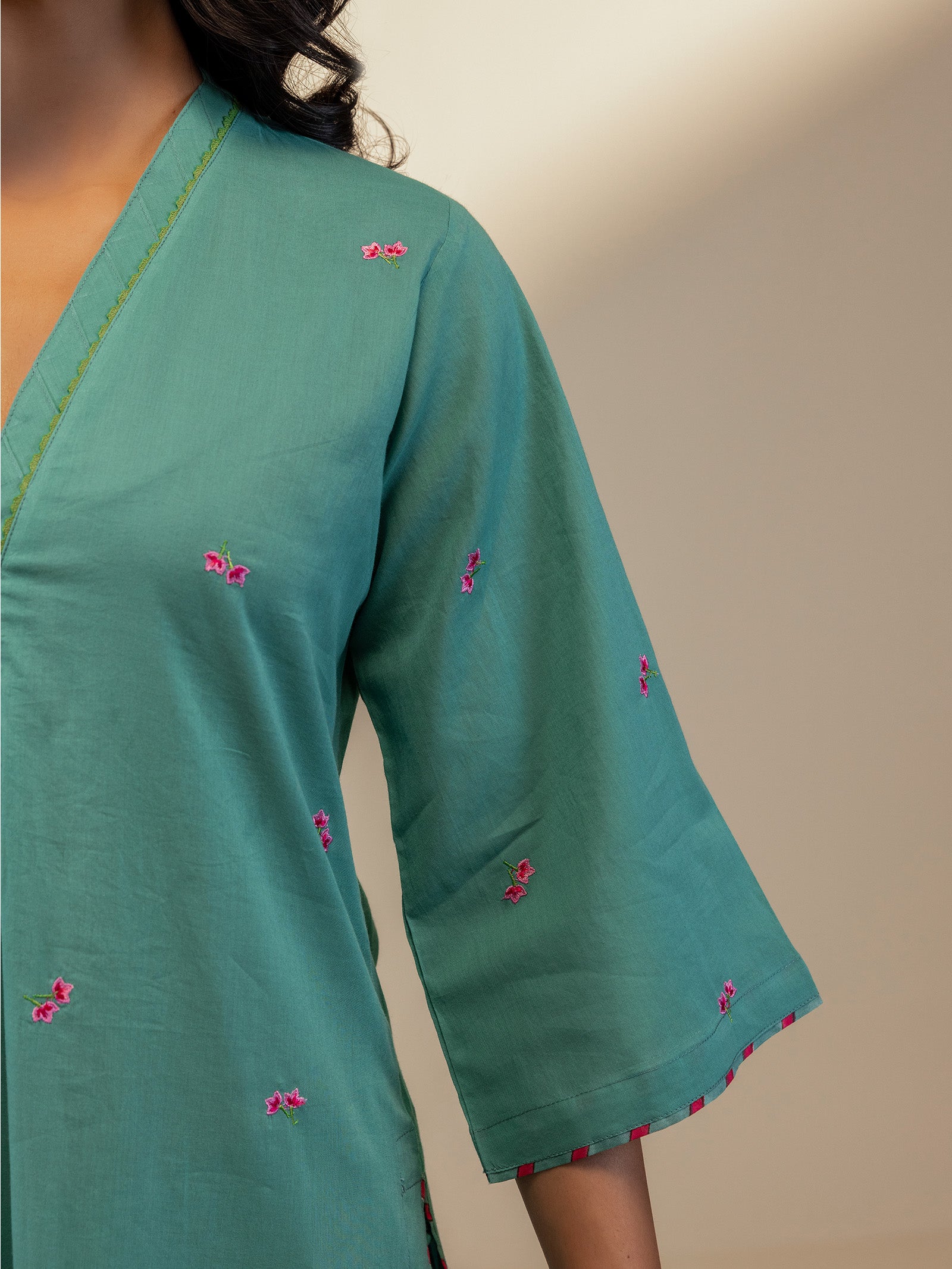 The Artisans Teal Voile Kurta