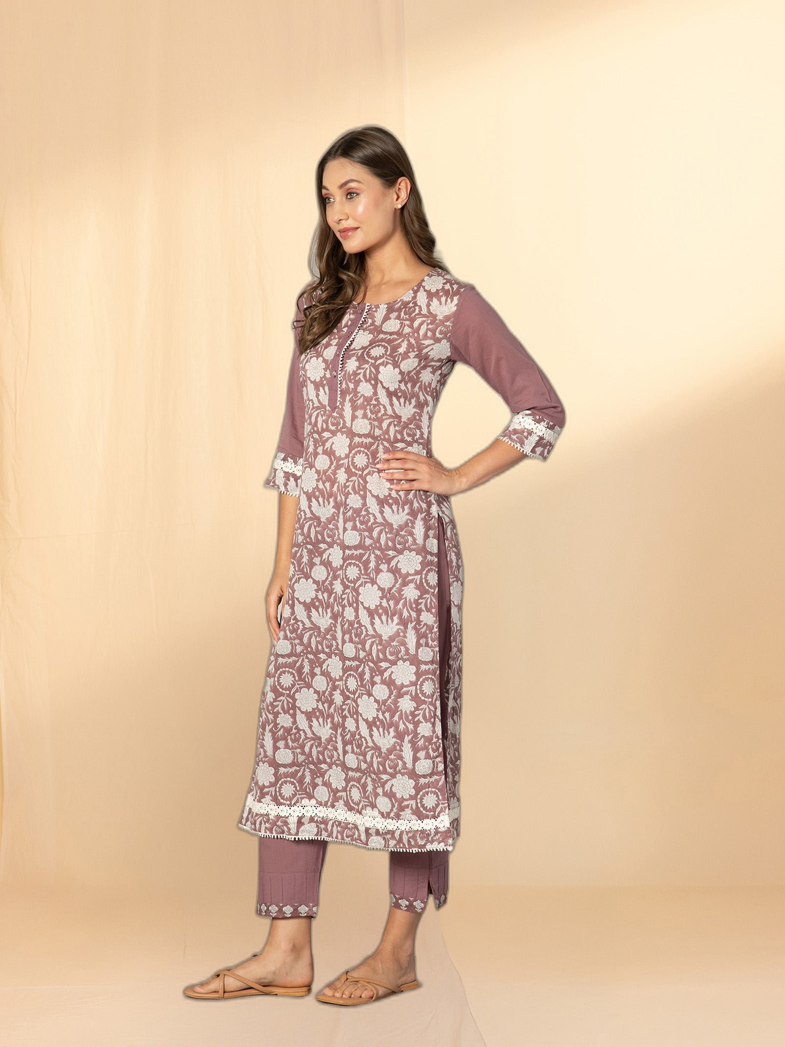 Cranberry Printed Voile Kurta