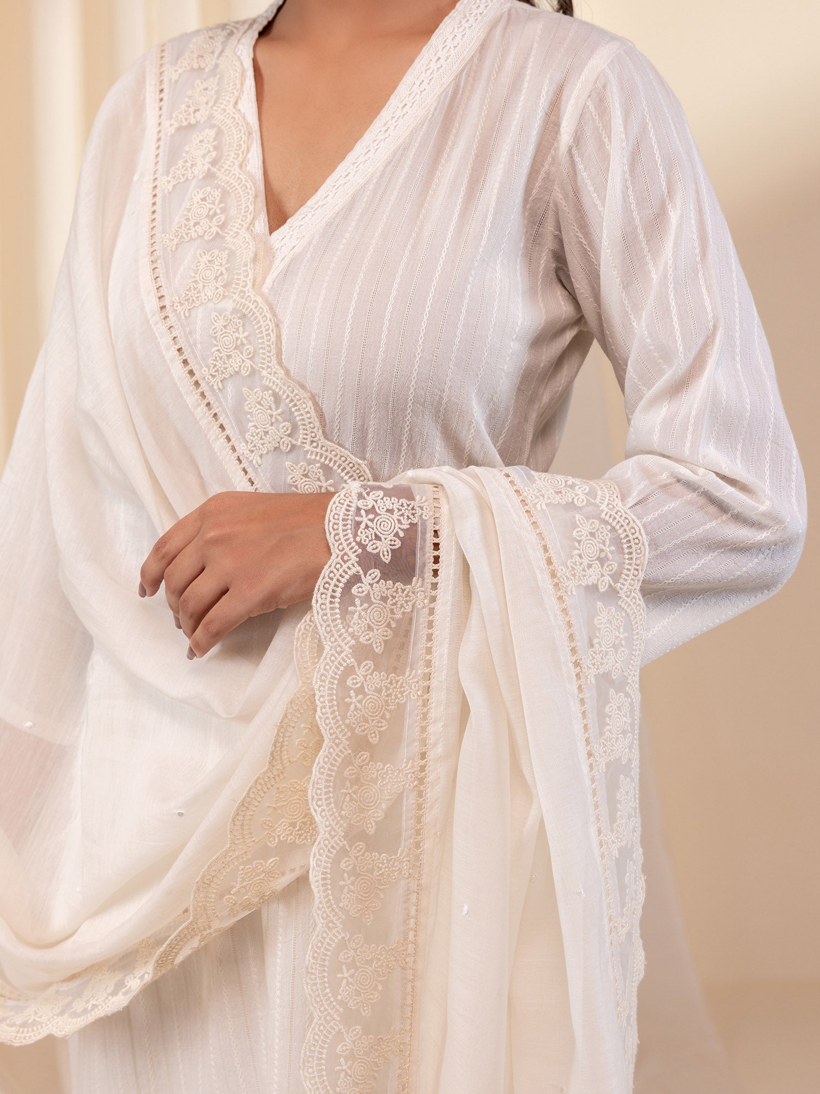 Skin Tones Ivory Chanderi Dupatta