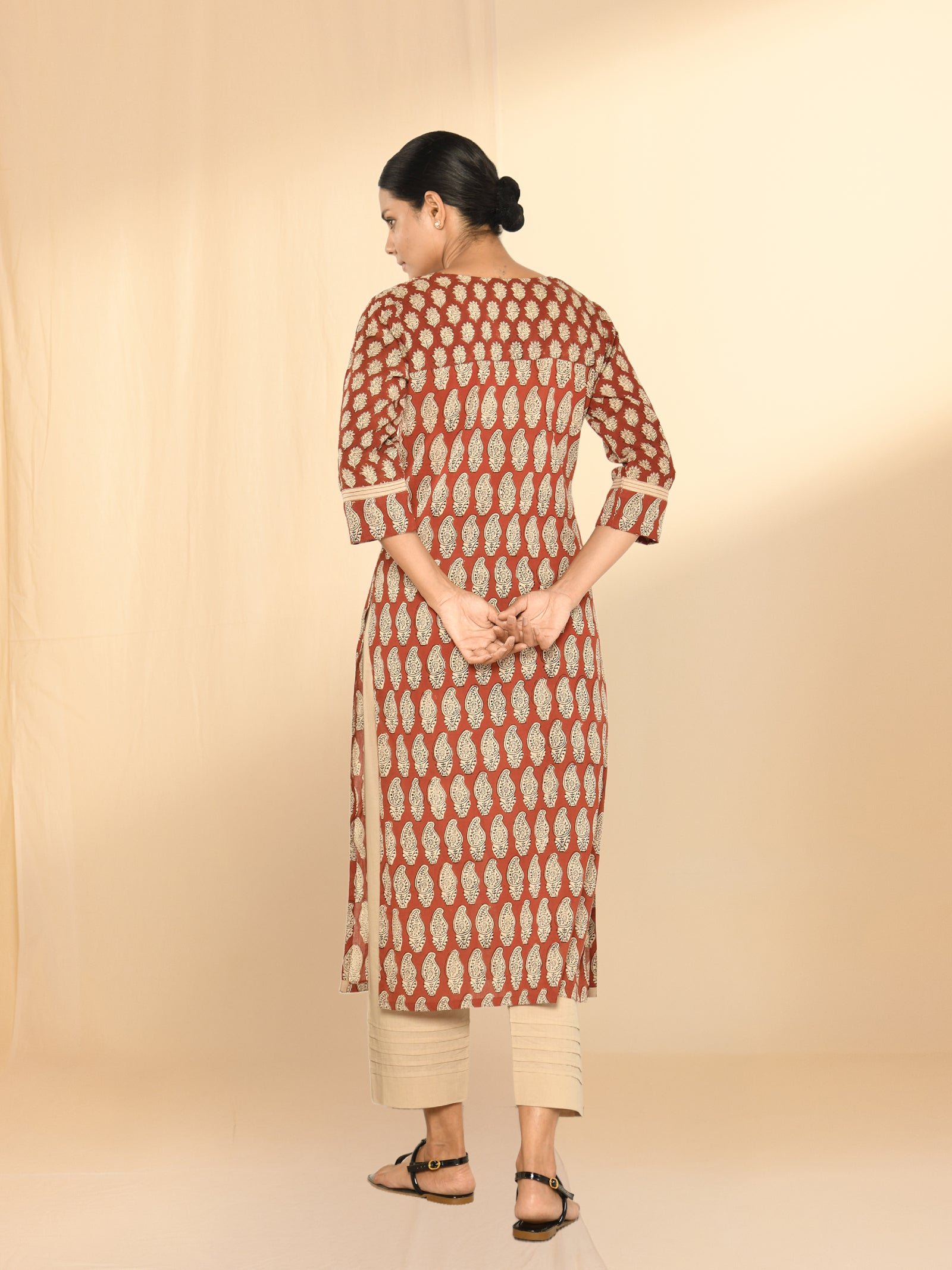 Bagru Rust Voile Kurta