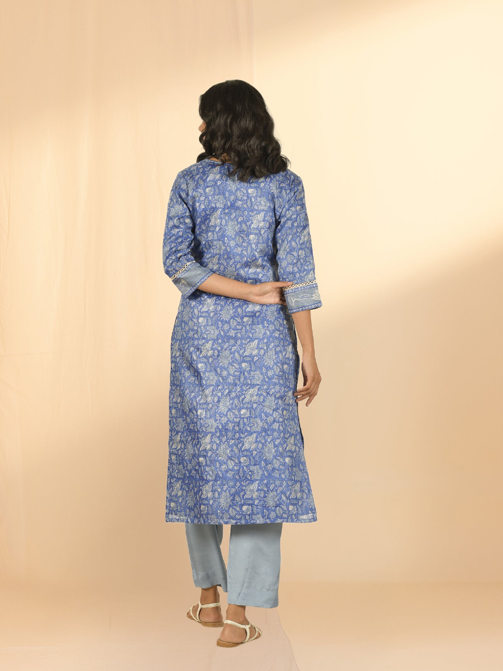 Electric Blue Tussar Silk Kurta