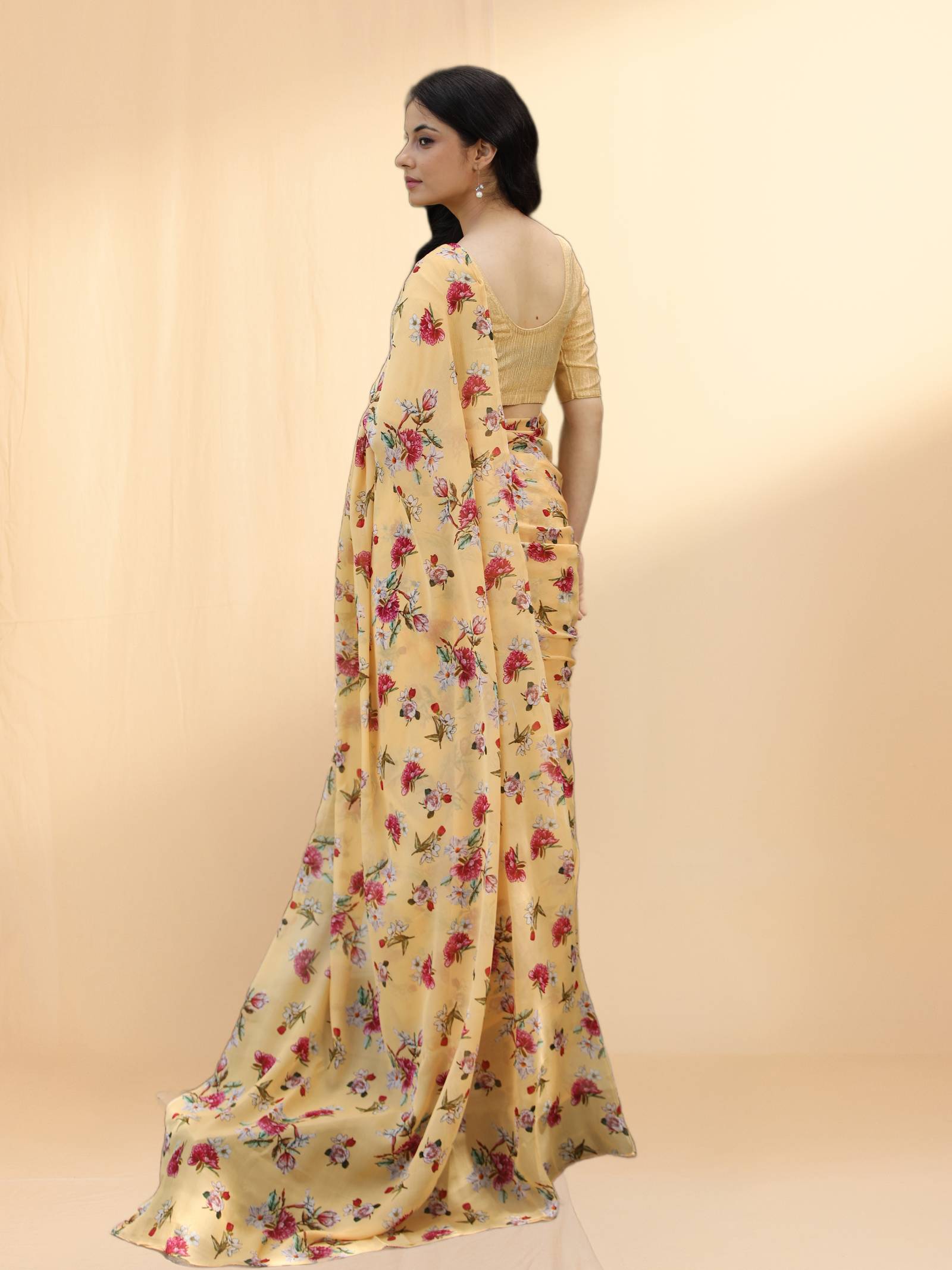 Golden Glow Chiffon Saree