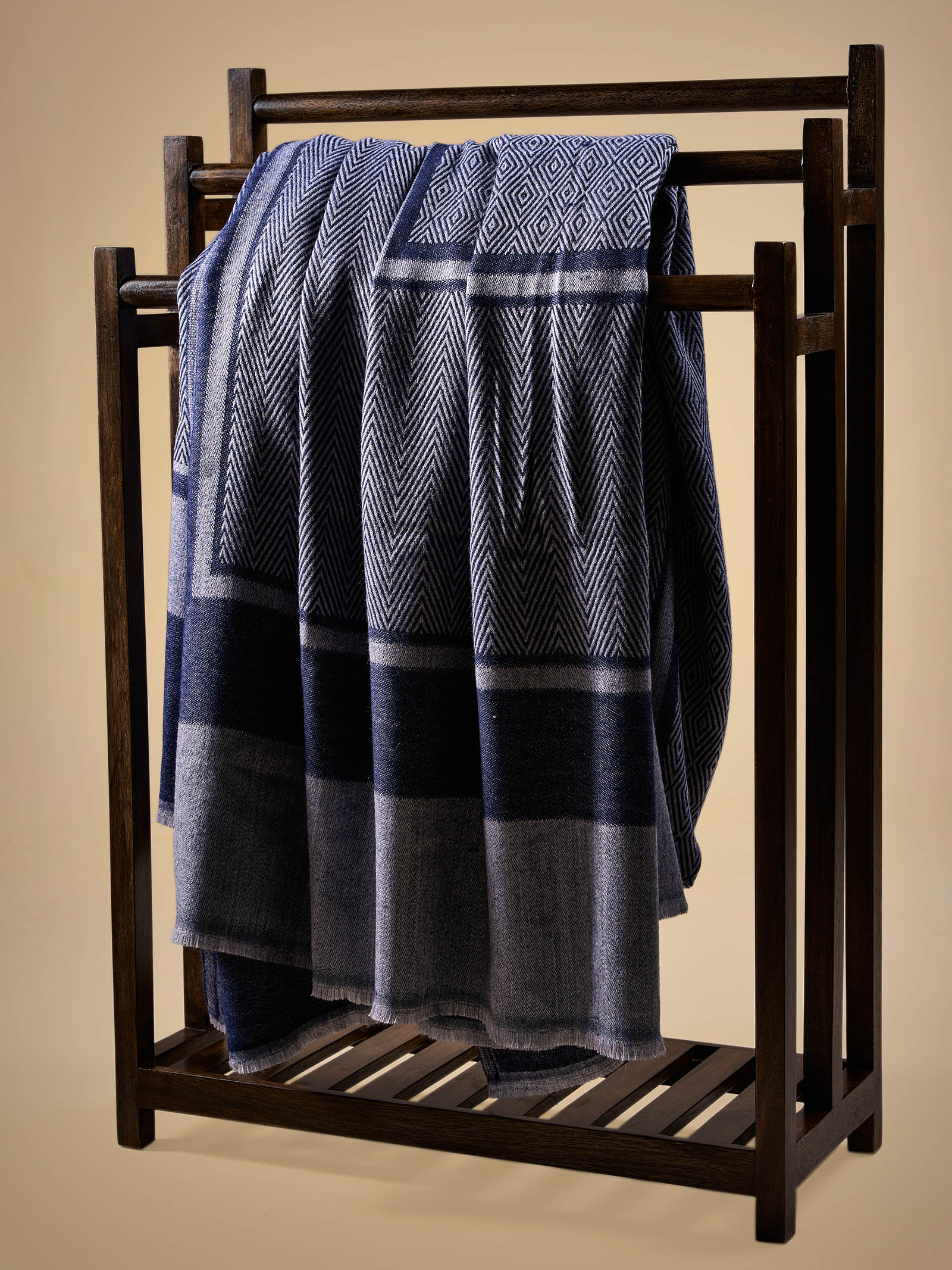 Woolen Throw Handloom- Blue