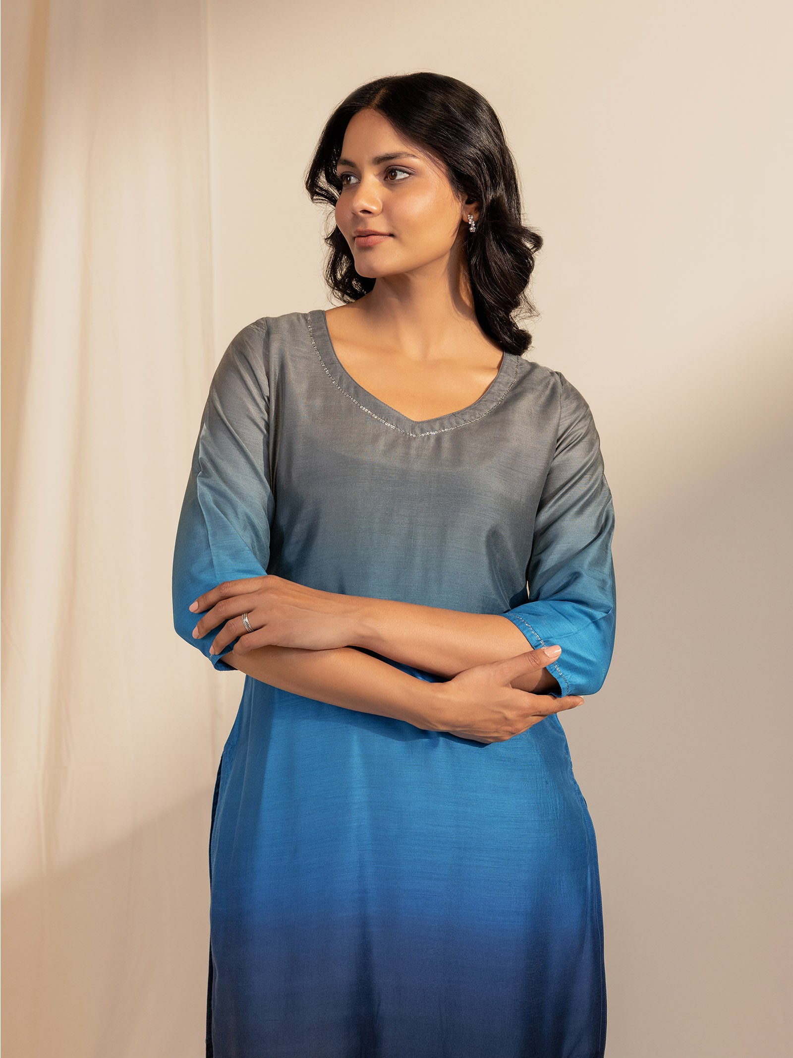 Ombre Blue Modal Muslin Kurta