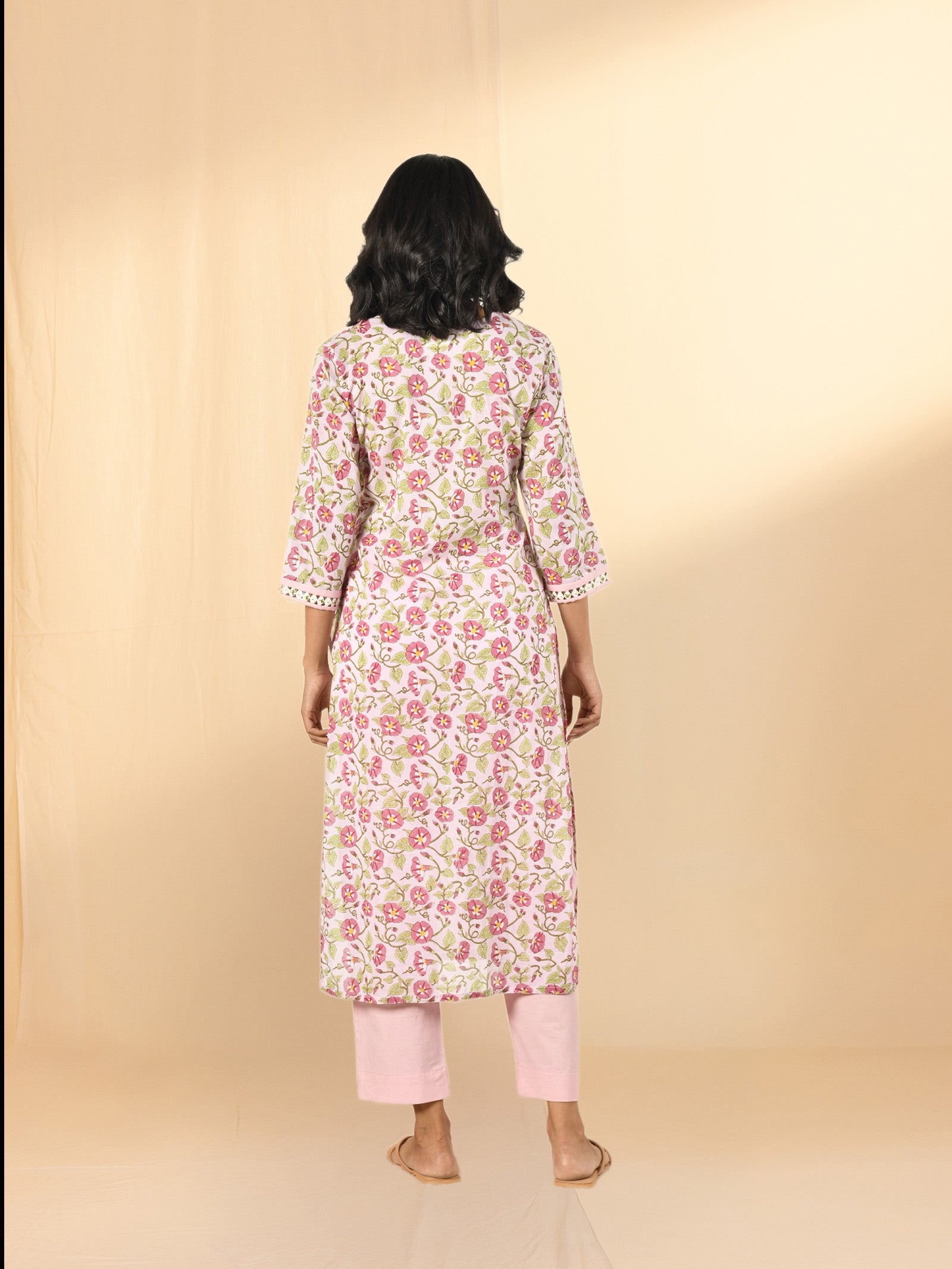 Pink Petunias Voile Kurta