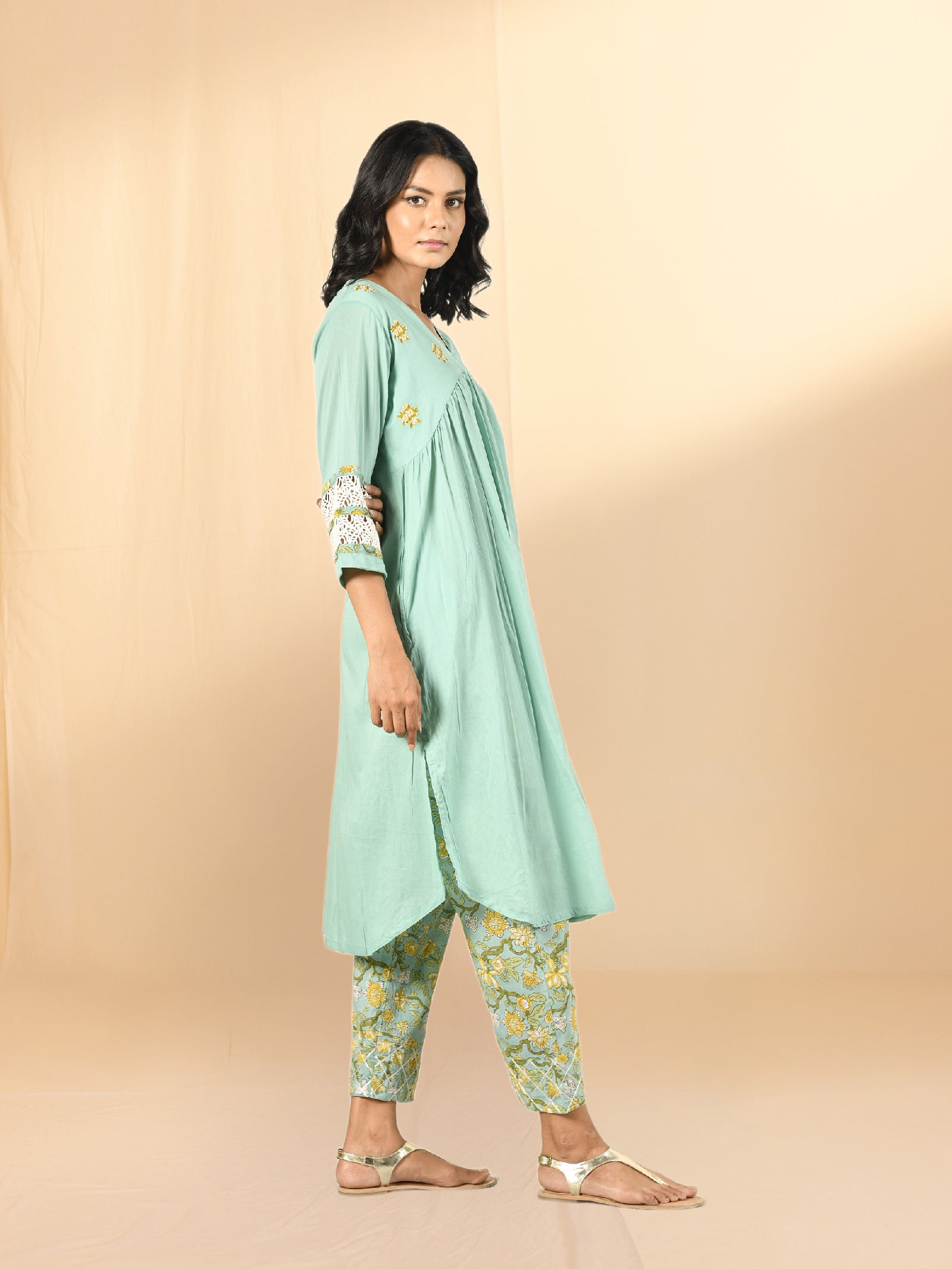 TFL Tiffany Blue Plain Voile Kurta