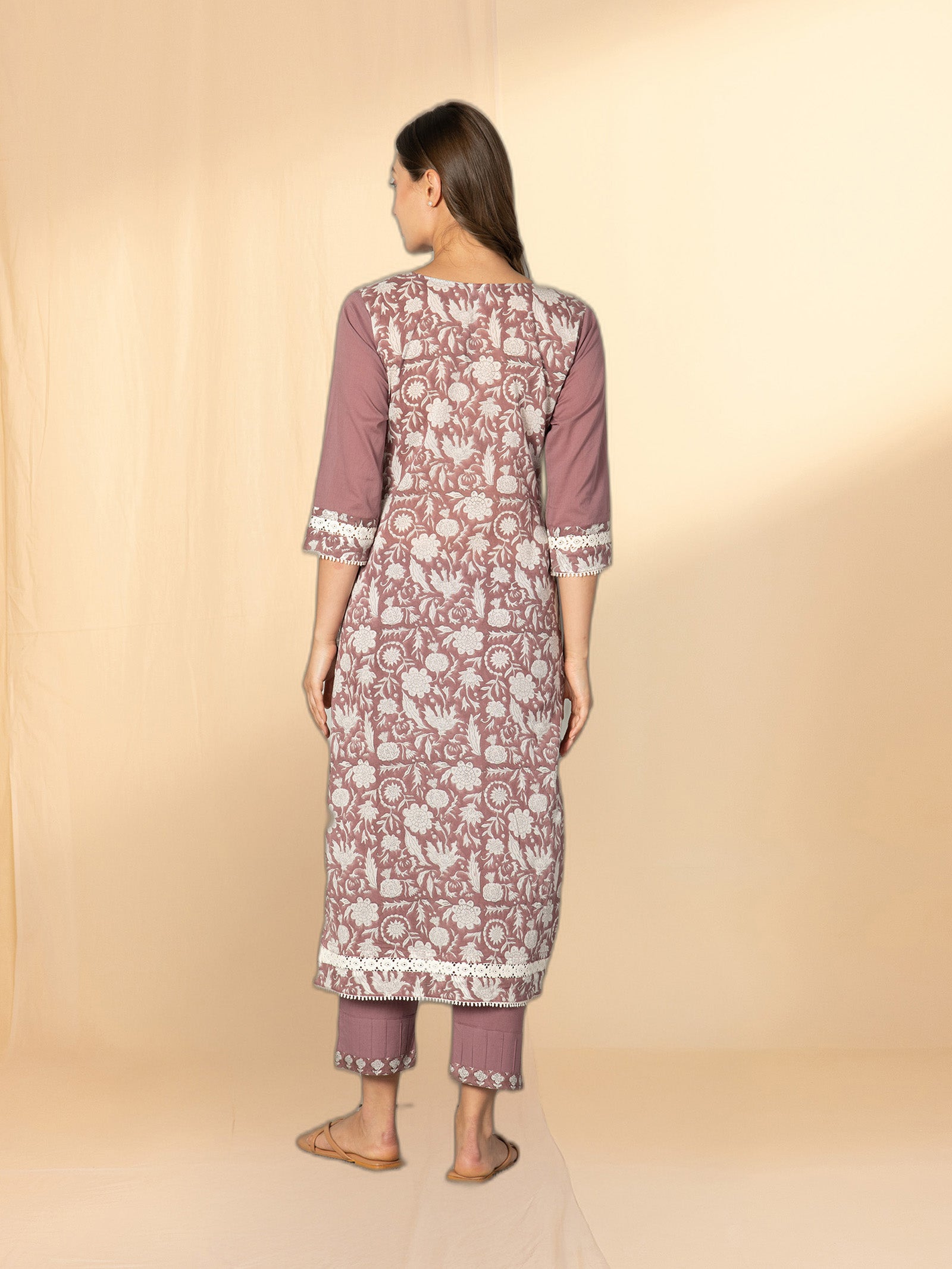 Cranberry Printed Voile Kurta