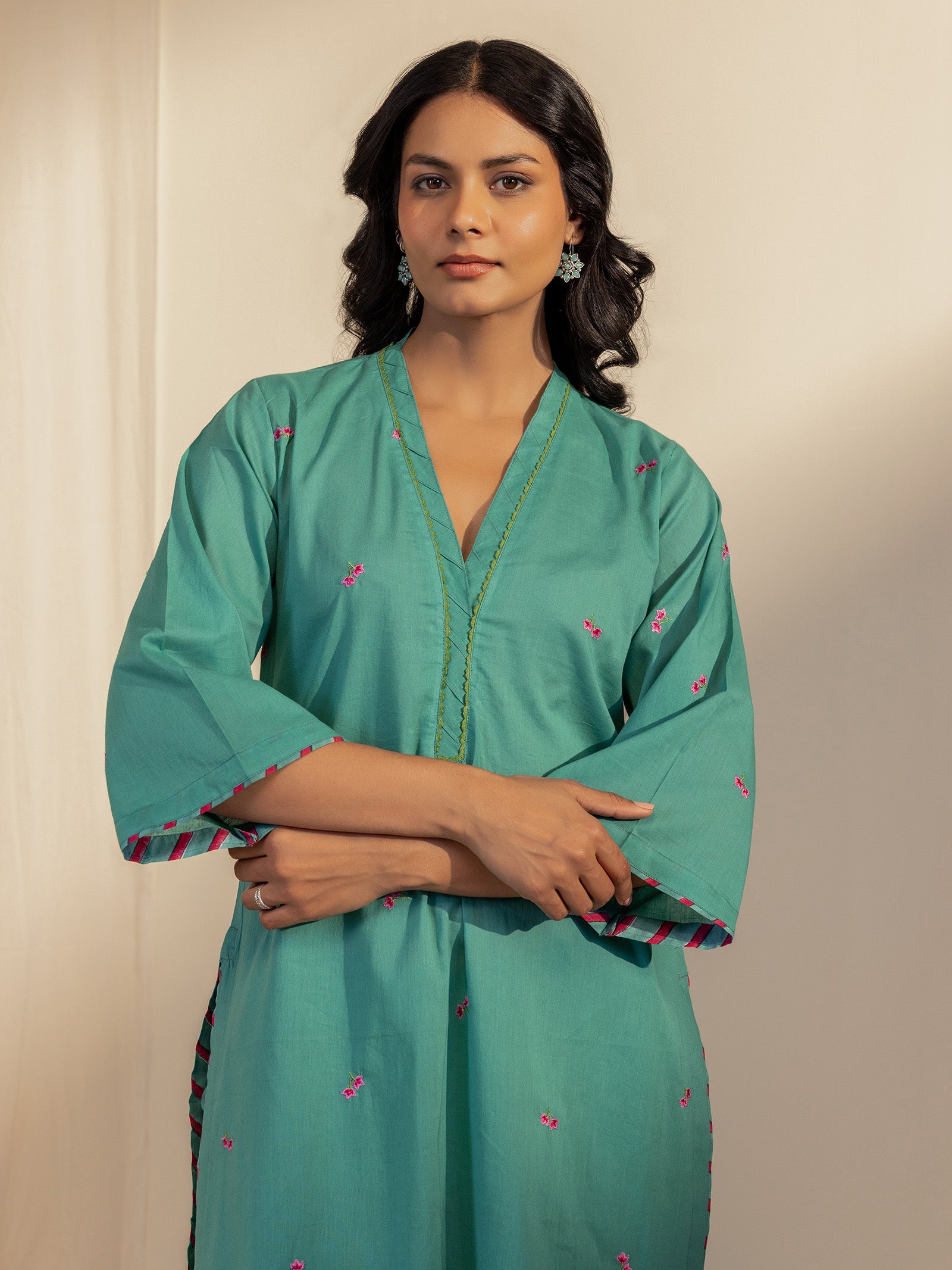 The Artisans Teal Voile Kurta