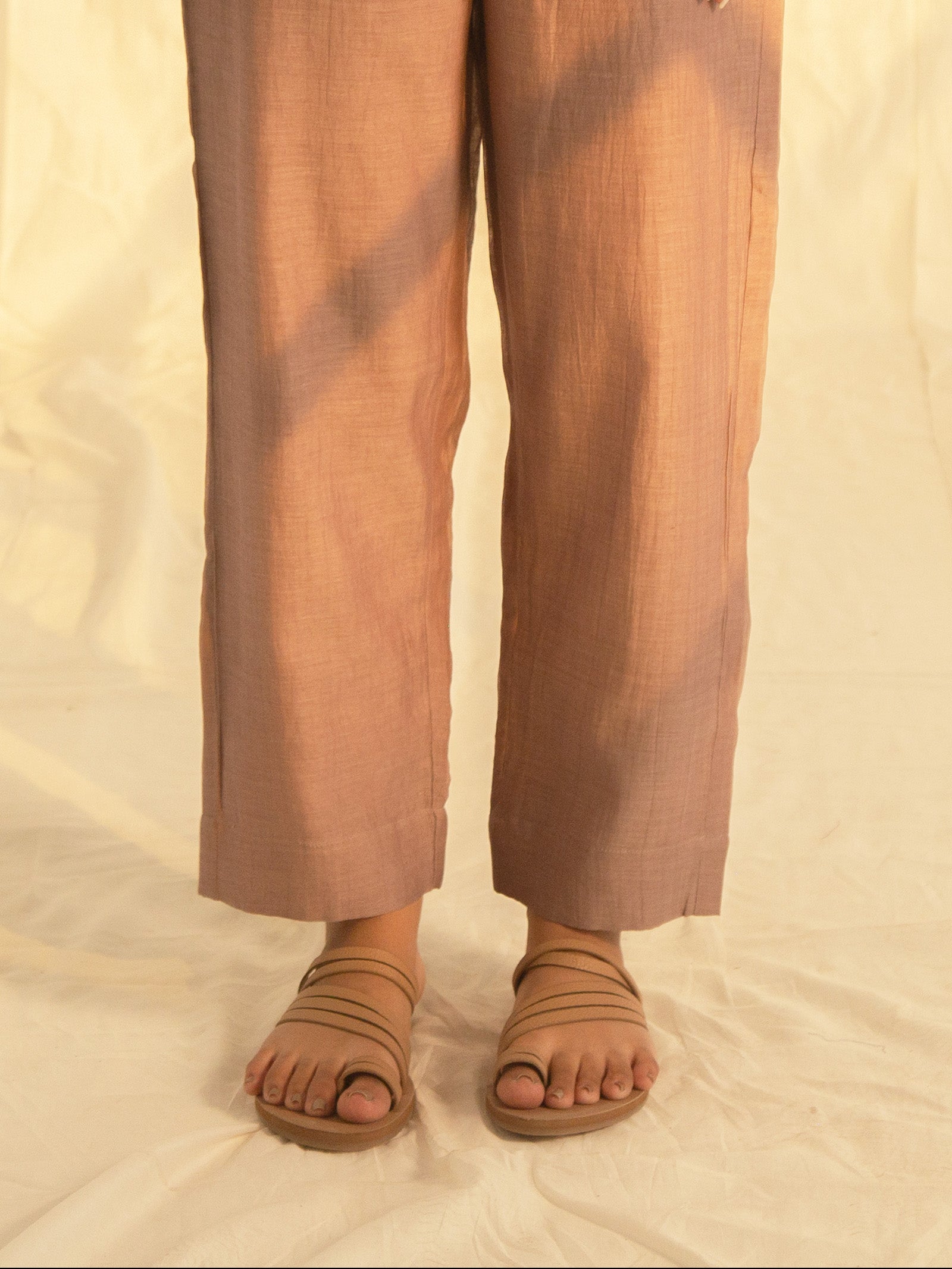 Needle Work Mushroom Chanderi Straight Pant