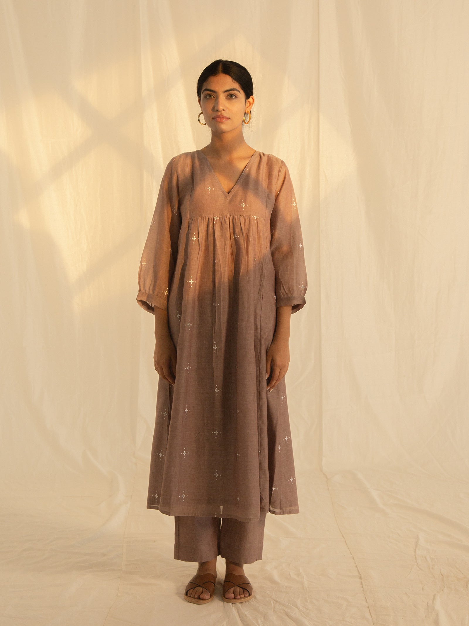 Needle Work Mushroom Chanderi Kurta