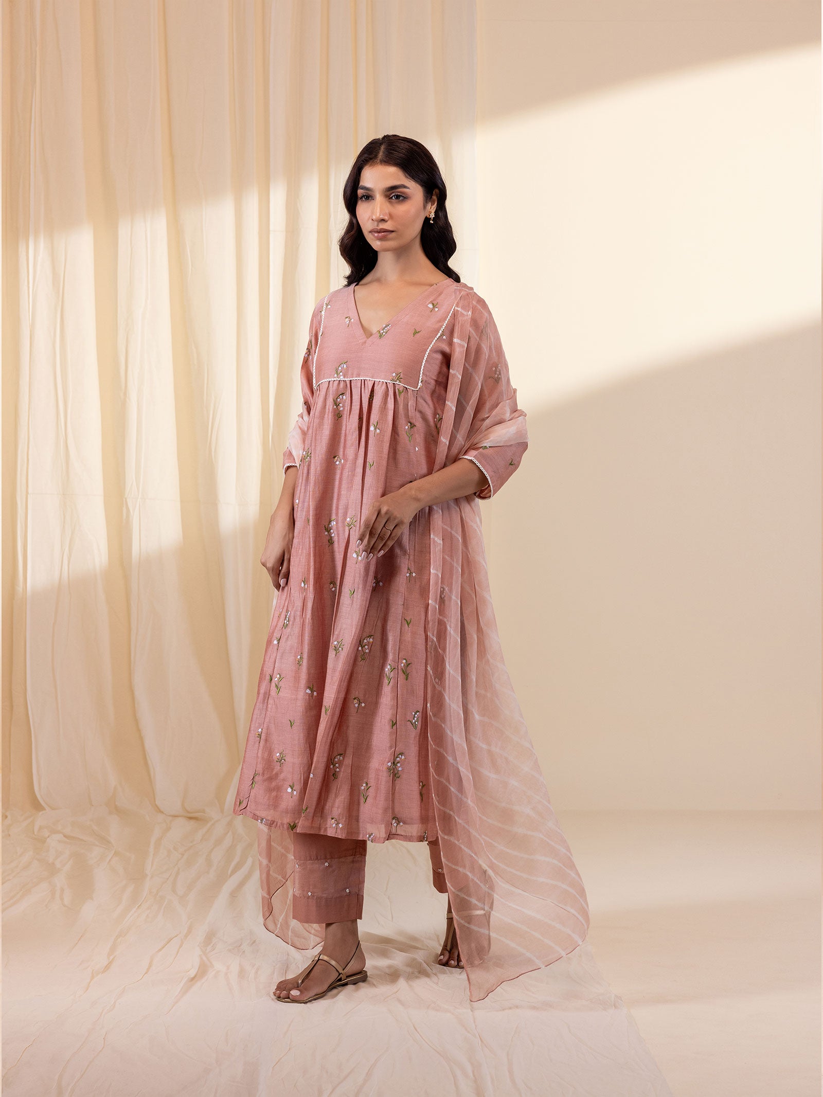 Alice In Wonderland Peach Chanderi Kurta