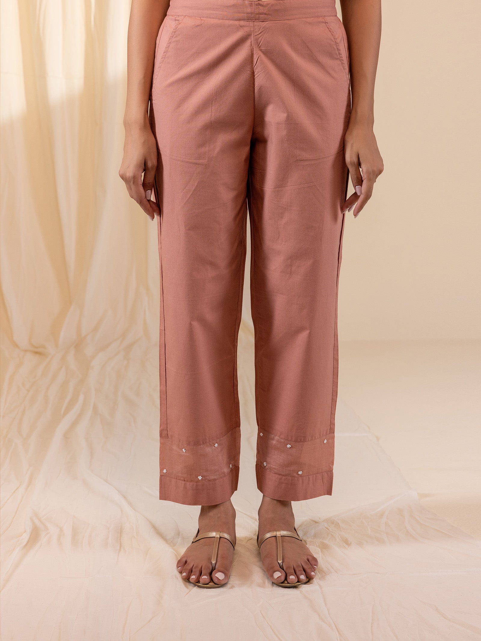 Alice In Wonderland Peach Cotton Straight Pants