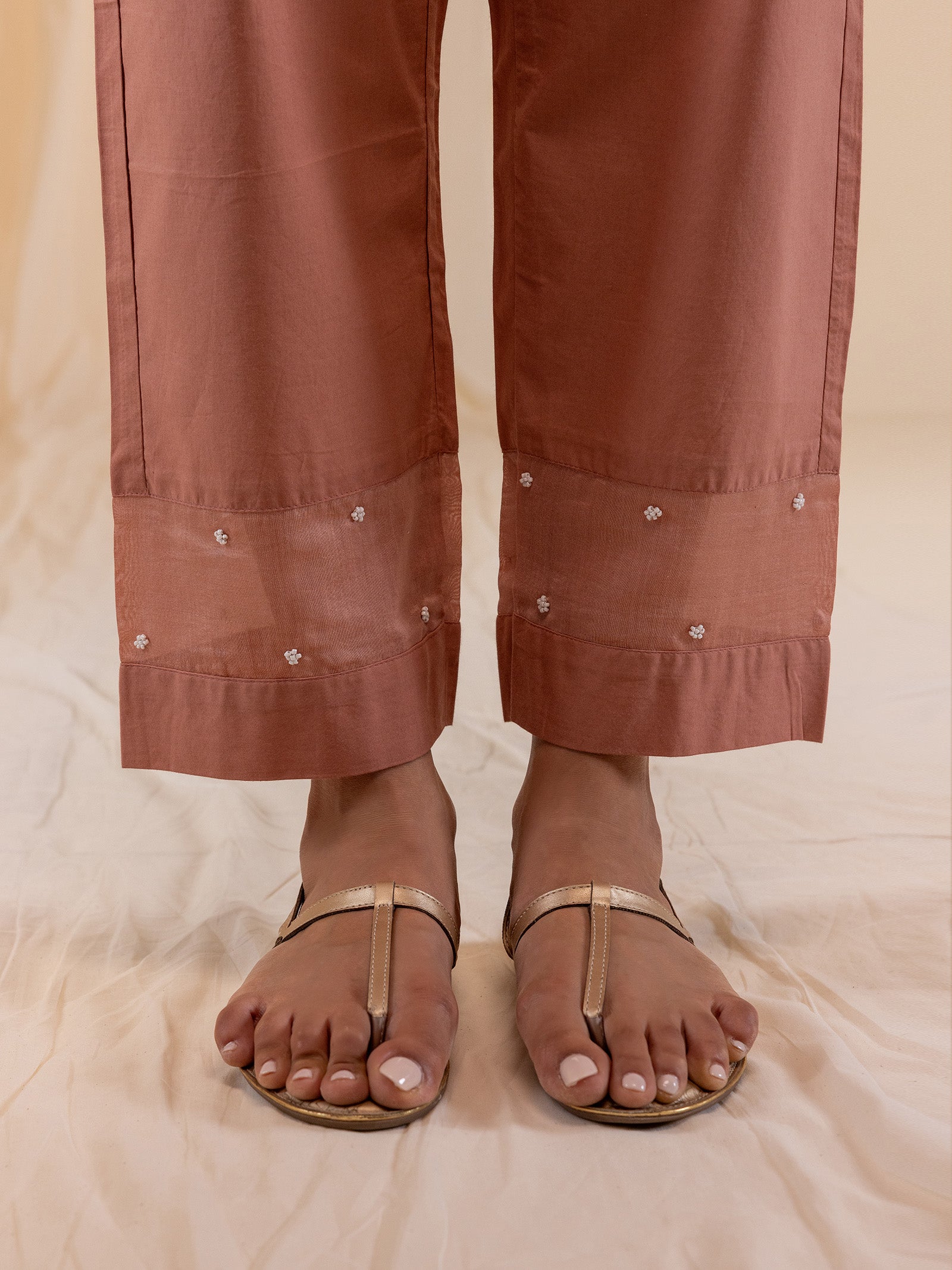 Alice In Wonderland Peach Cotton Straight Pants