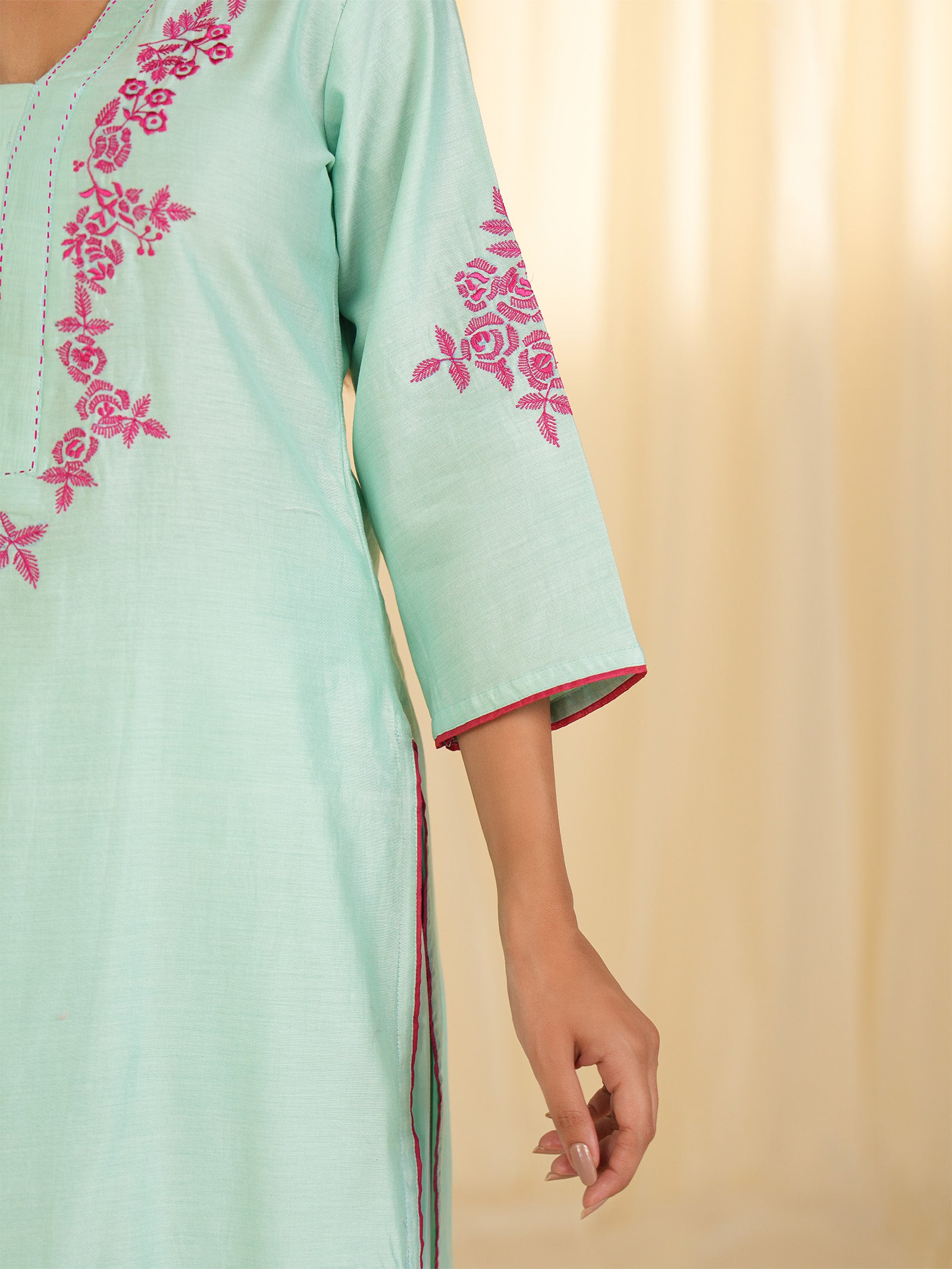 Aqua Rose Chanderi Kurta
