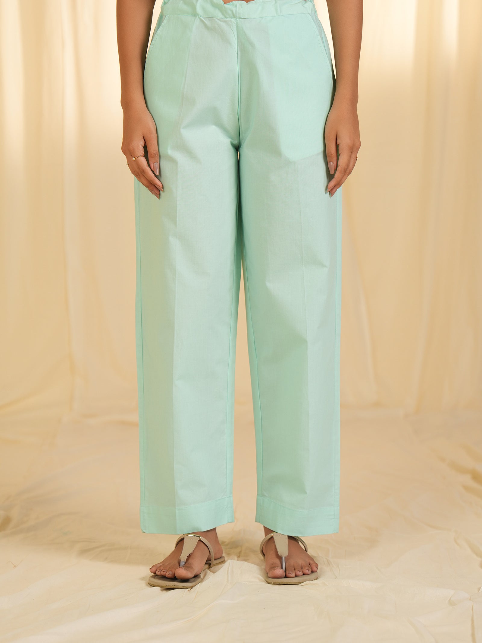 Aqua Rose Cotton Straight Pants