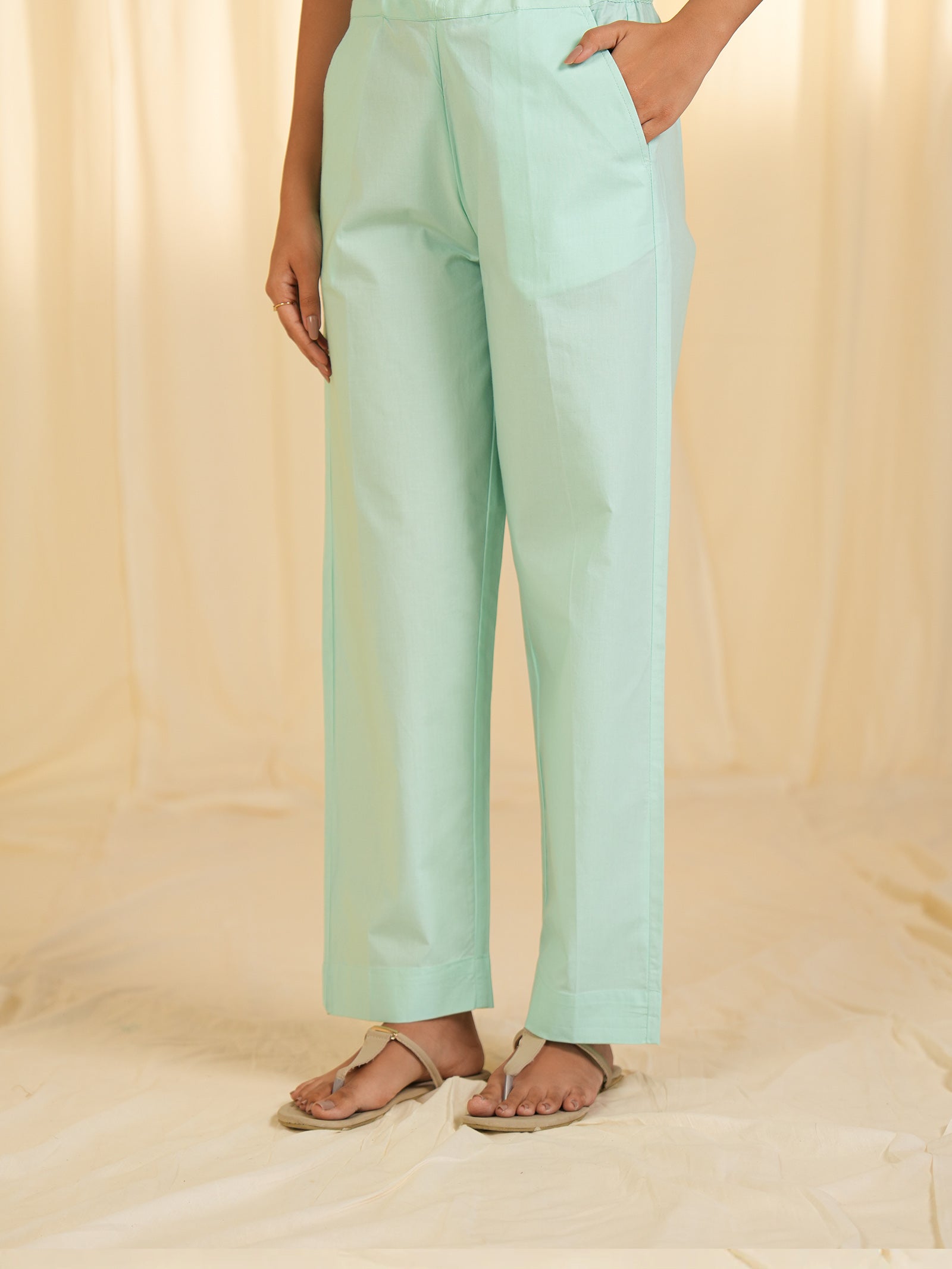 Aqua Rose Cotton Straight Pants