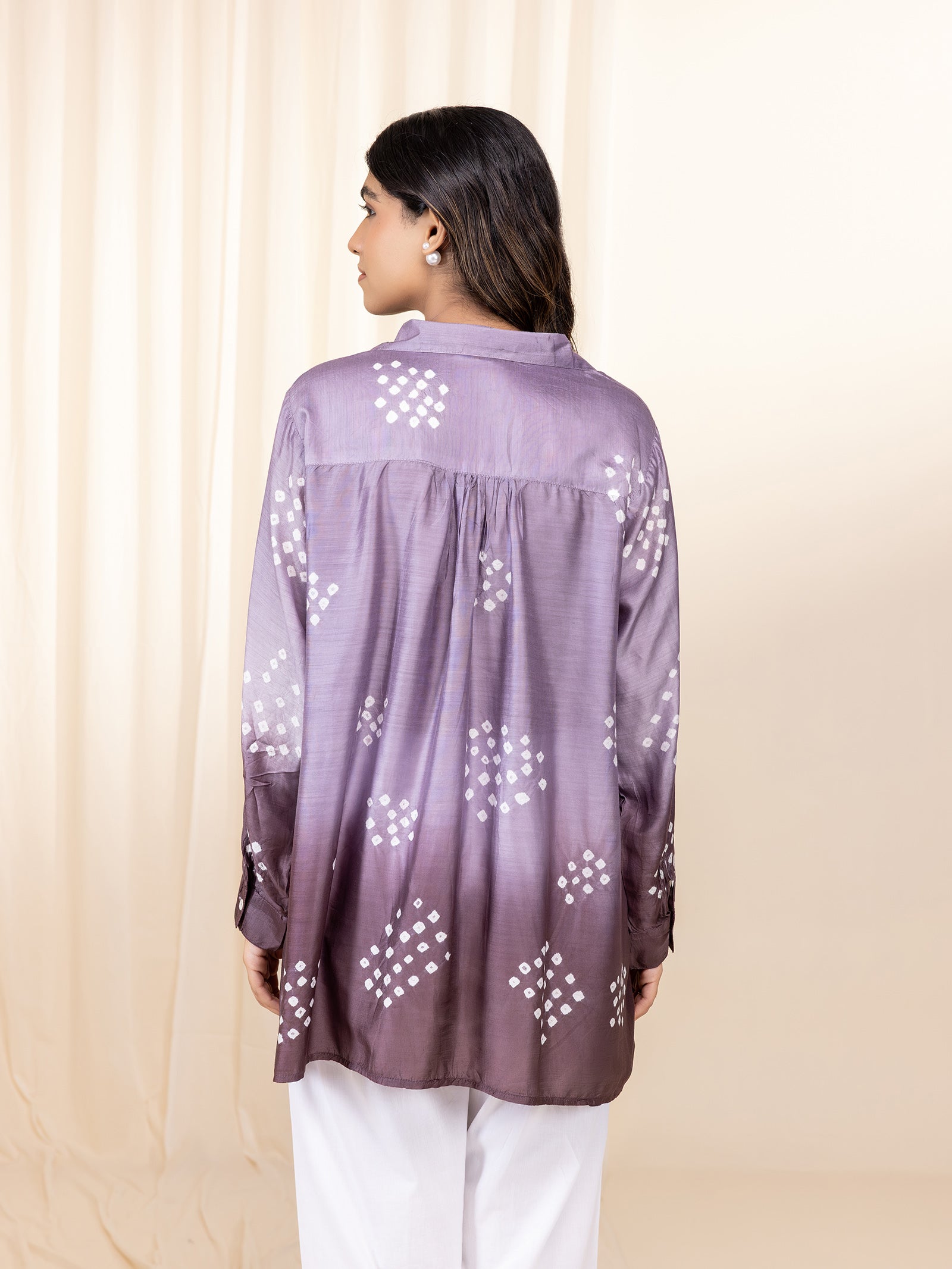 Bandhej Lilac Viscose Silk Shirt