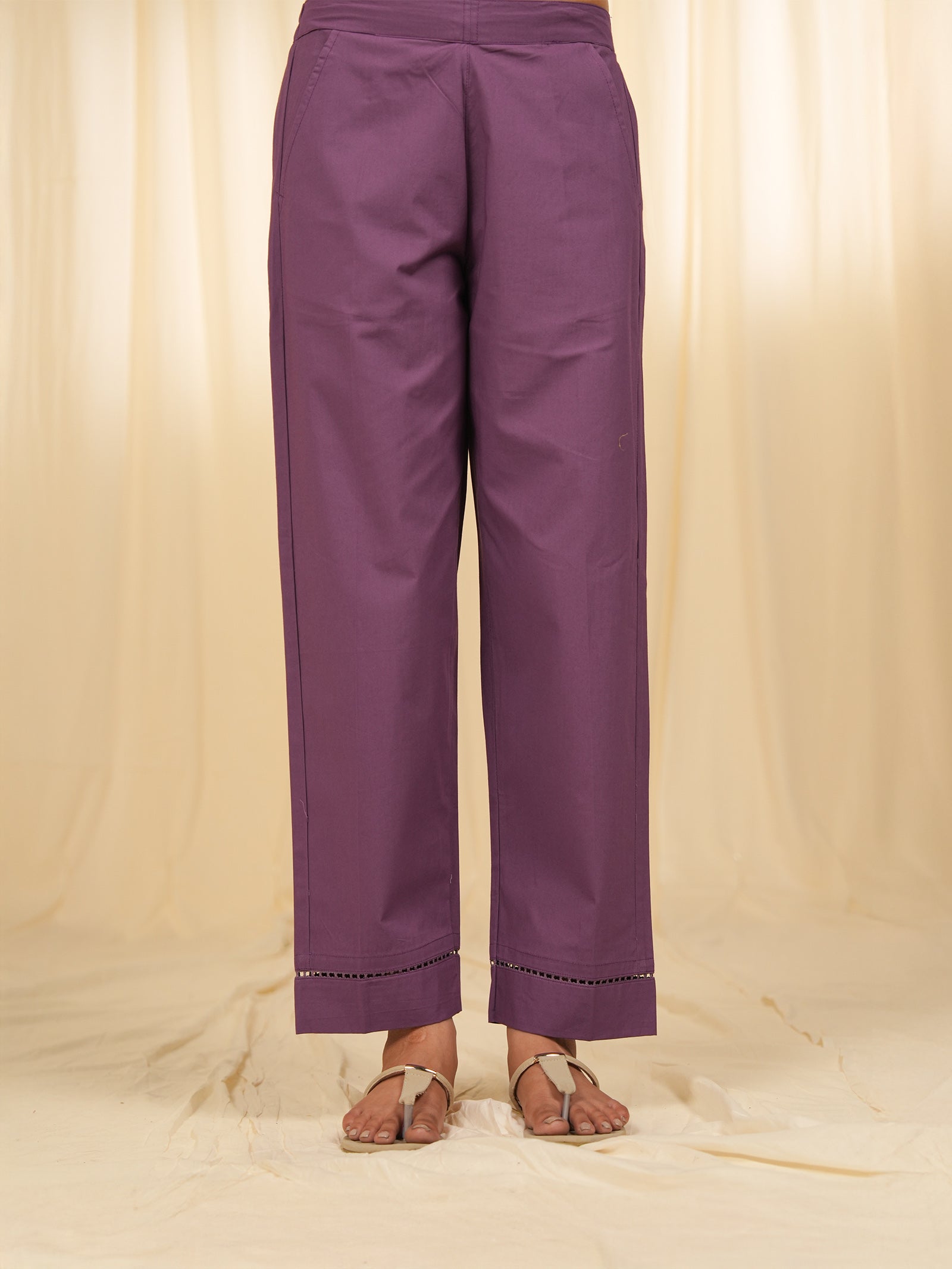 Bandra Brown Cotton Straight Pants