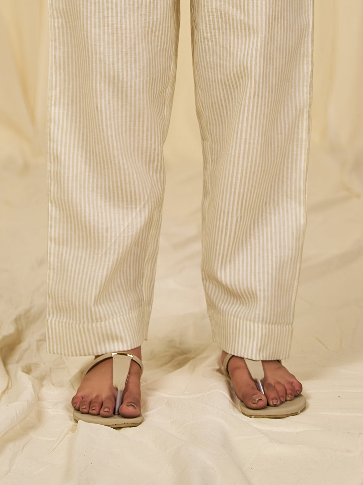 Bare Ivory Rosa Chanderi Straight Pants