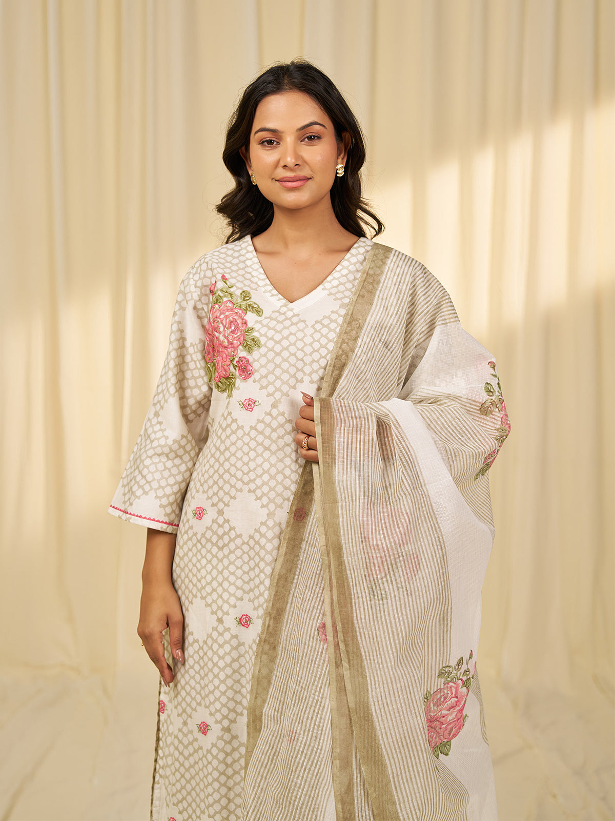 Bare Ivory Rosa Kota Dupatta