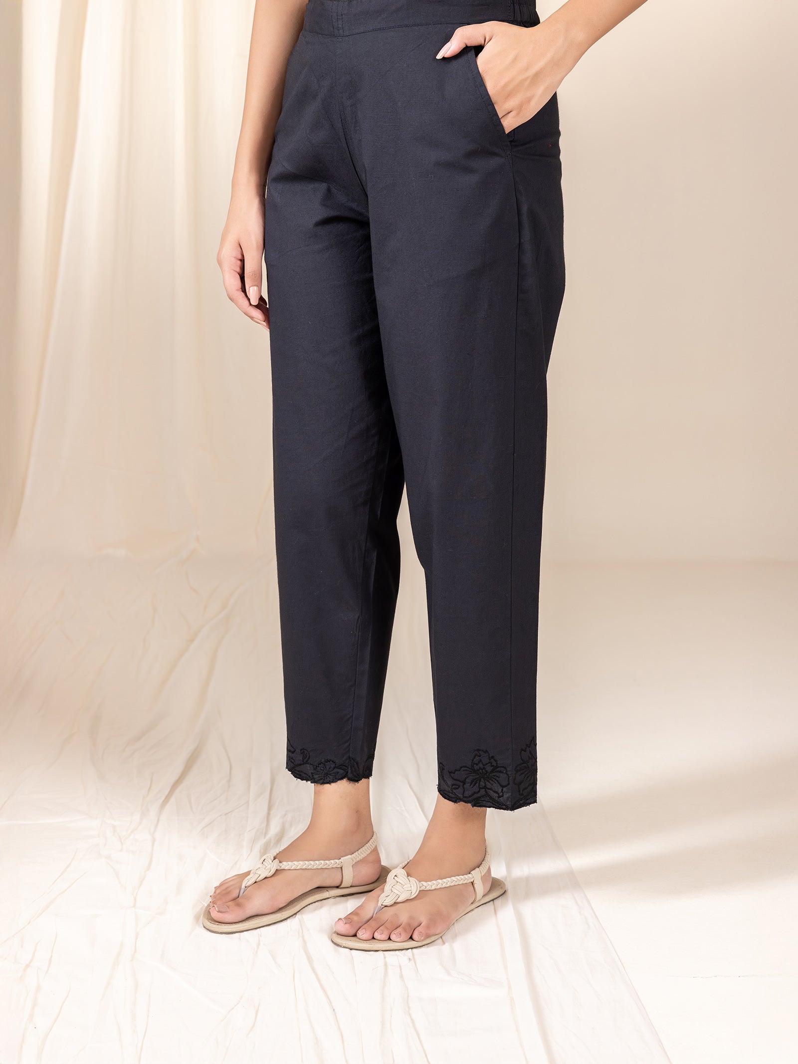 Black Cutwork Cotton Seriously Short Pants