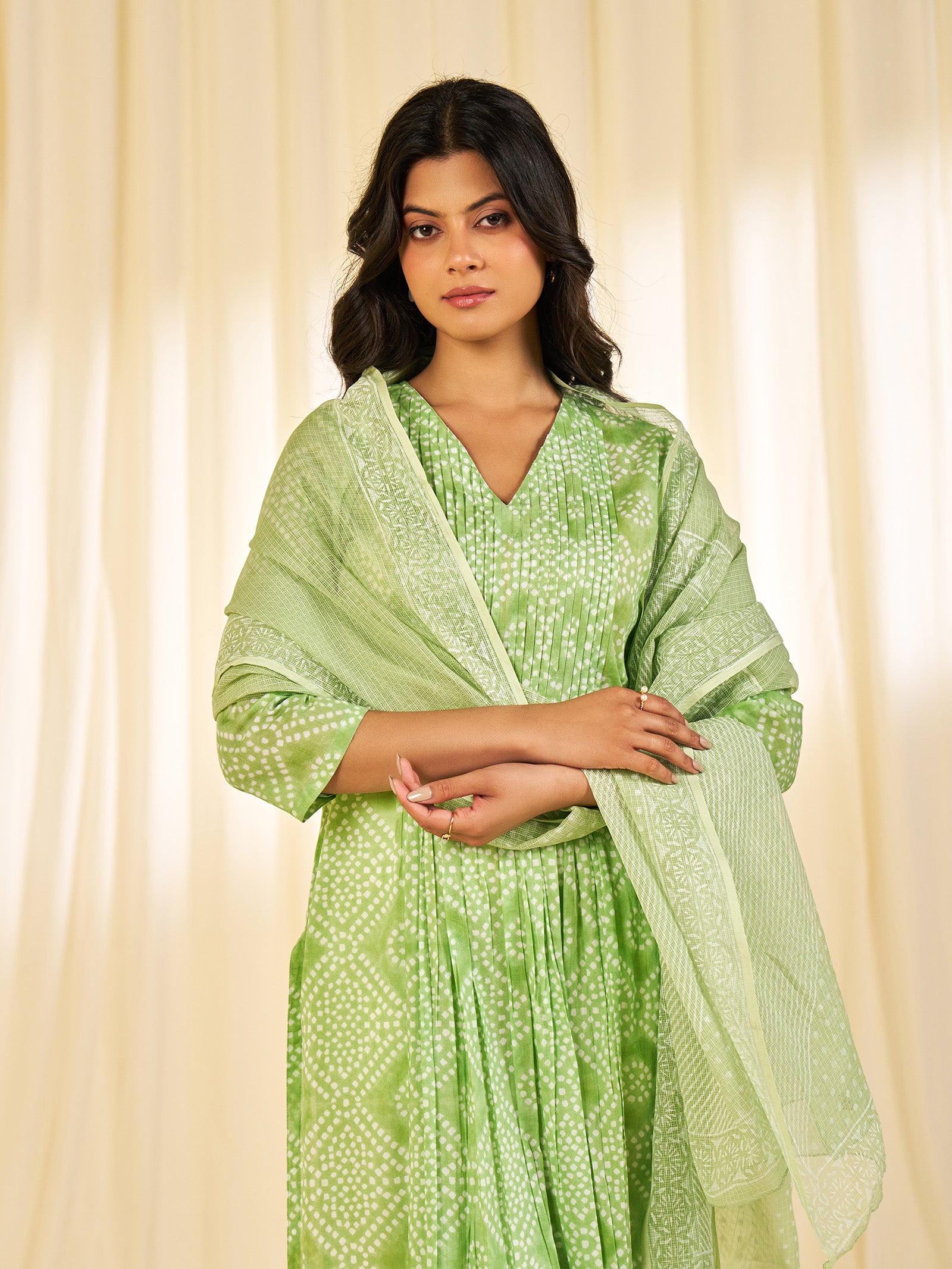 Block Bandhej Green Kota Dupatta
