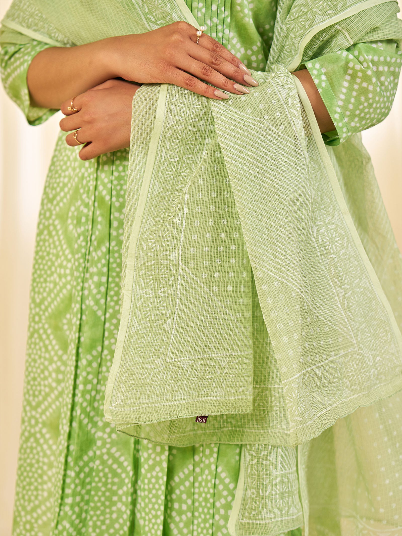 Block Bandhej Green Kota Dupatta