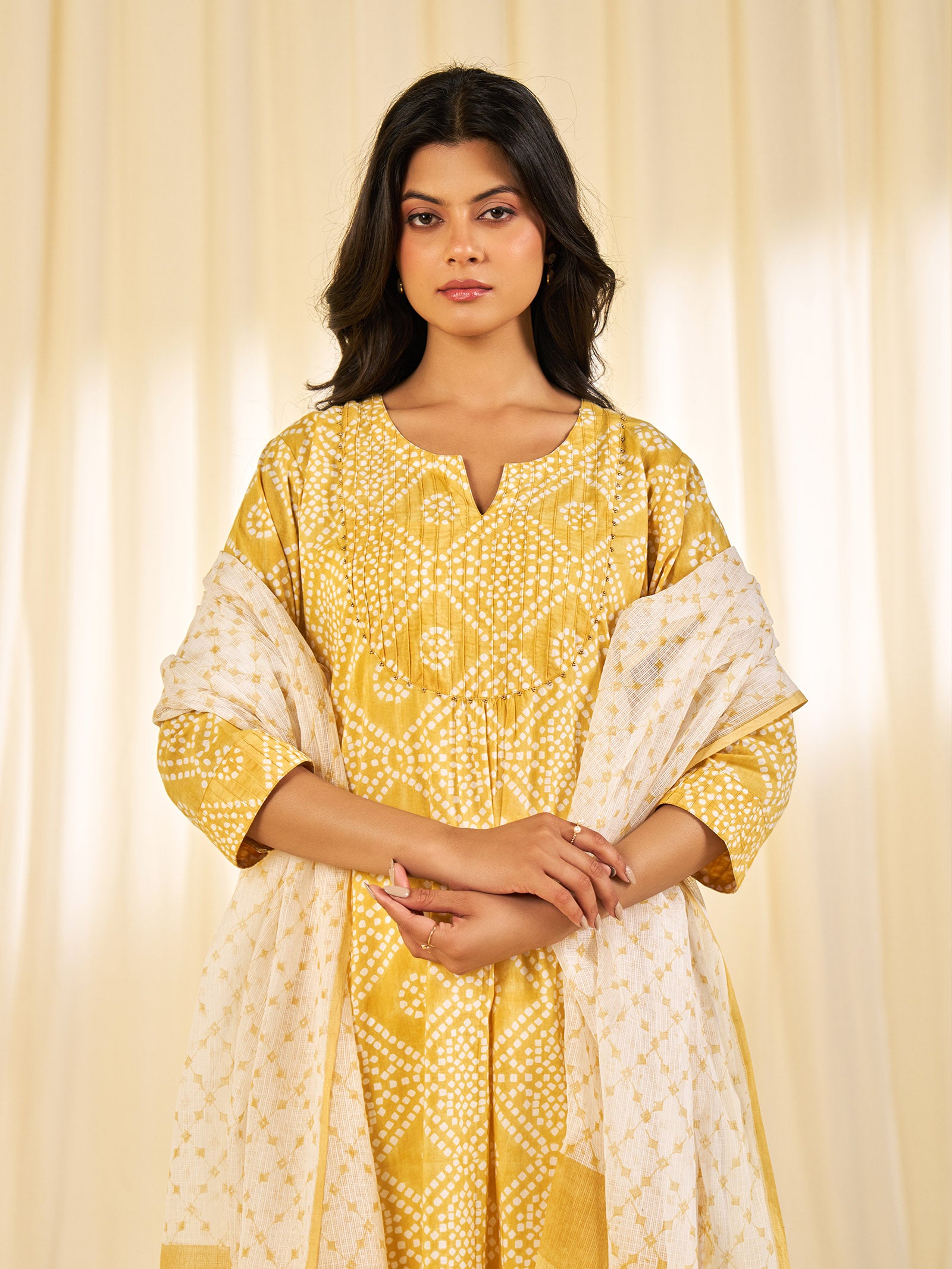Block Bandhej Yellow Kota Dupatta