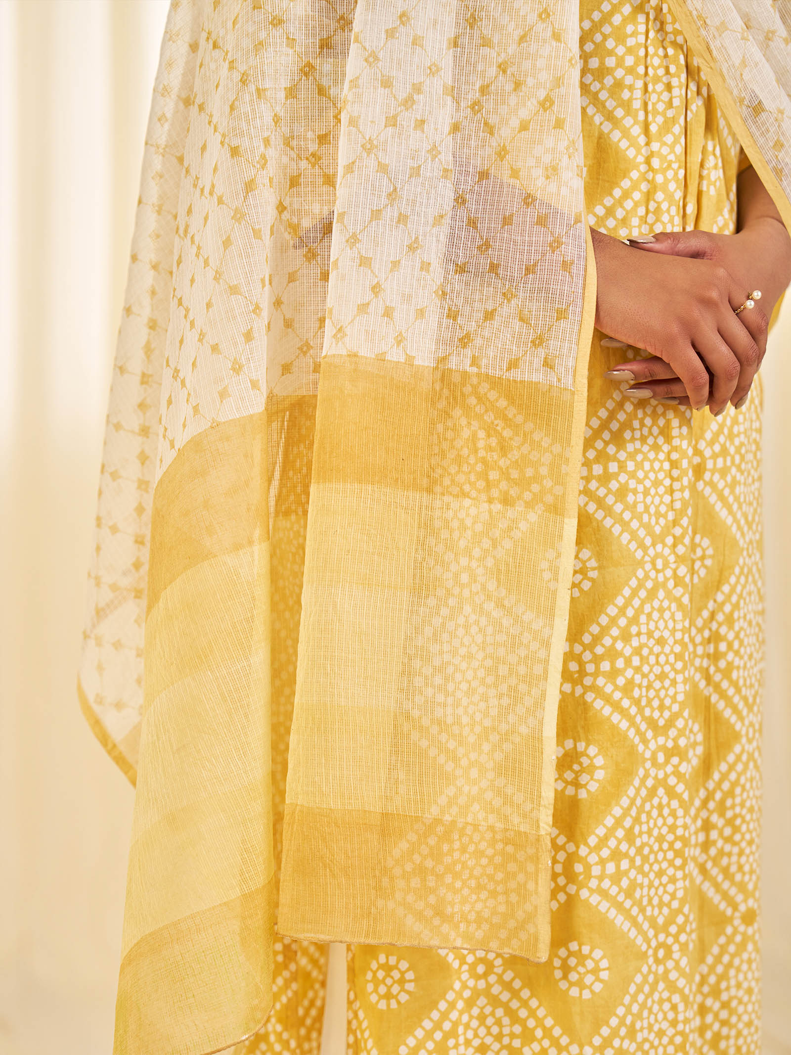 Block Bandhej Yellow Kota Dupatta