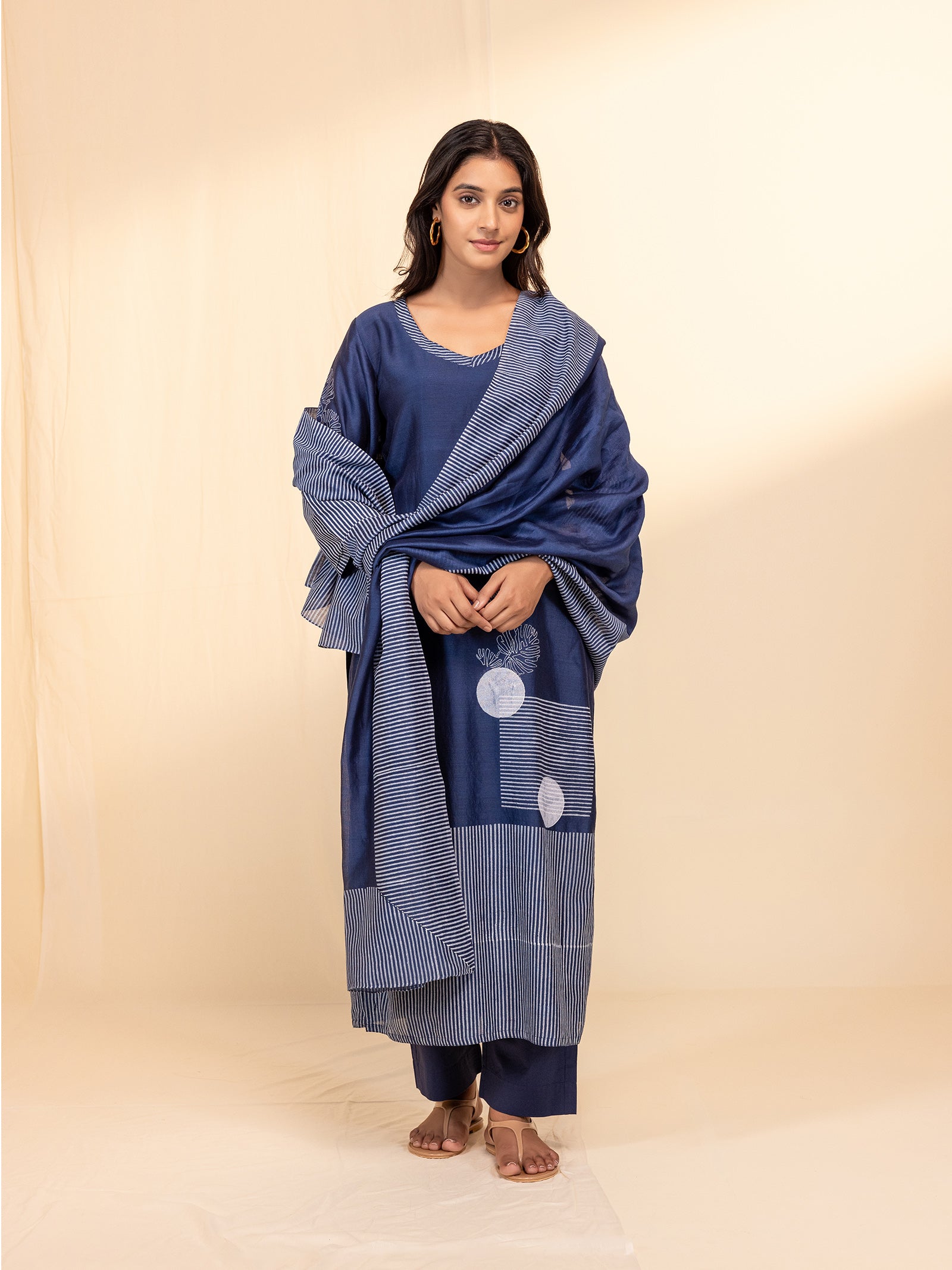 Blue Modern Chanderi Dupatta