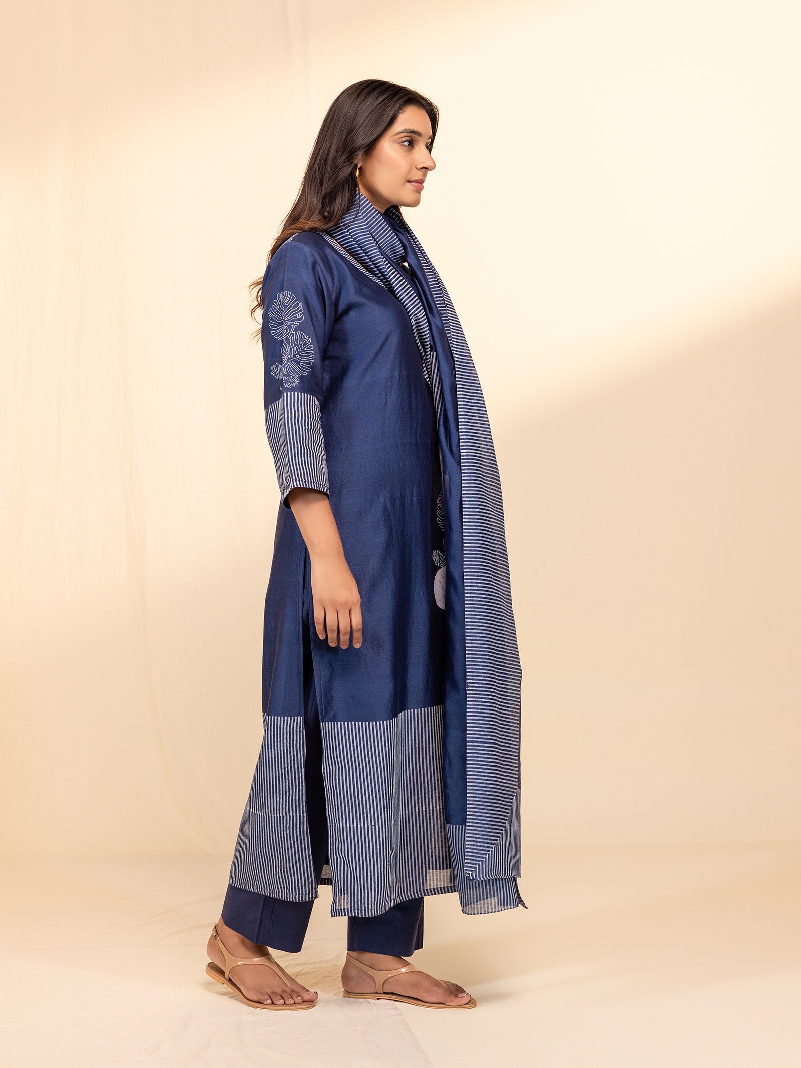 Blue Modern Chanderi Dupatta