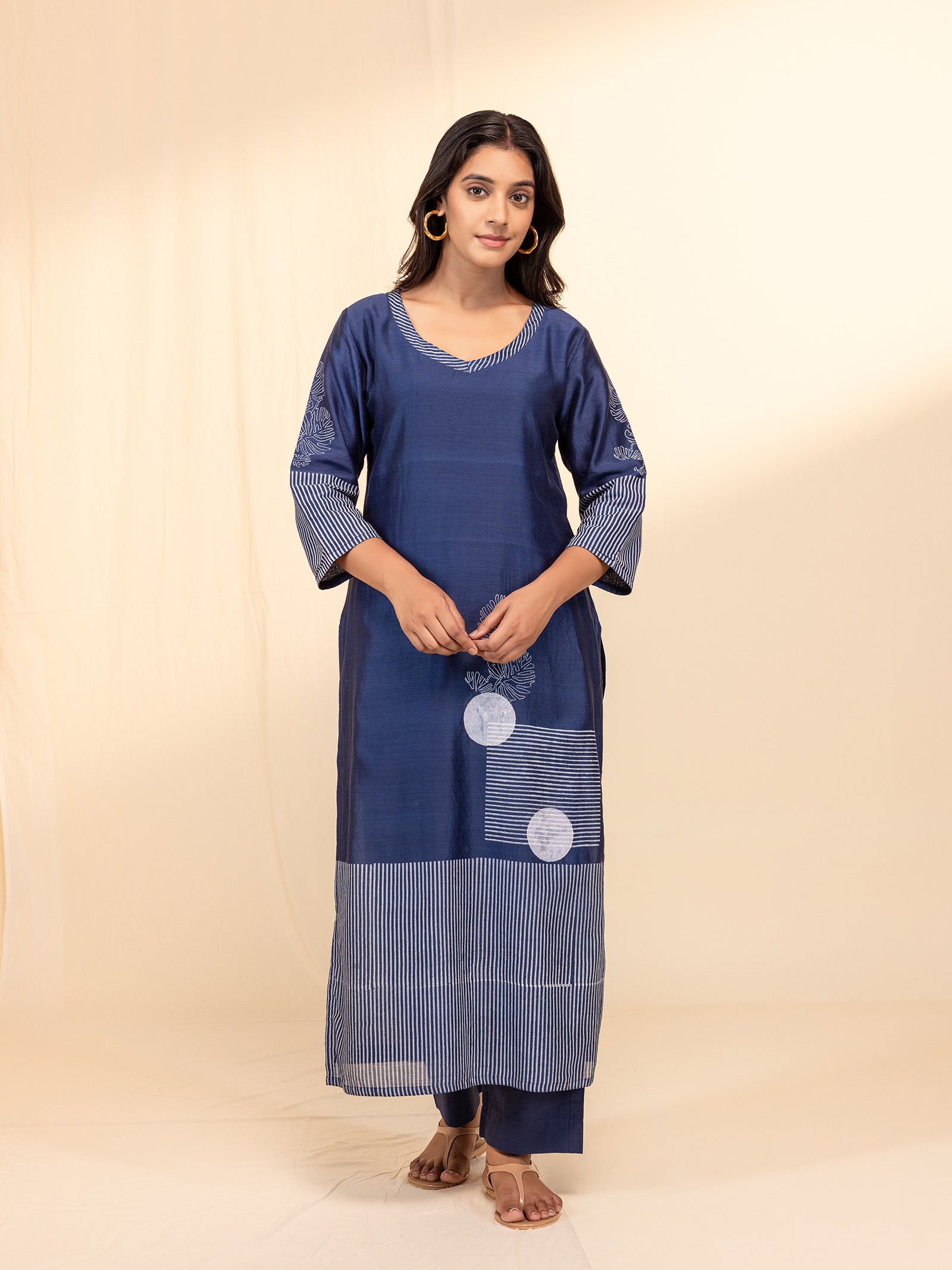 Blue Modern Chanderi Kurta