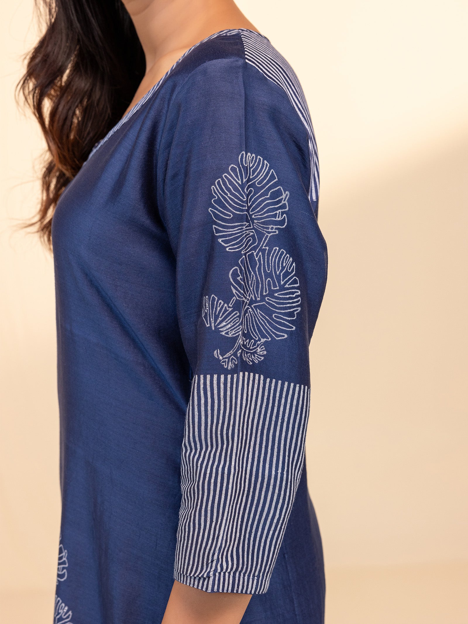 Blue Modern Chanderi Kurta