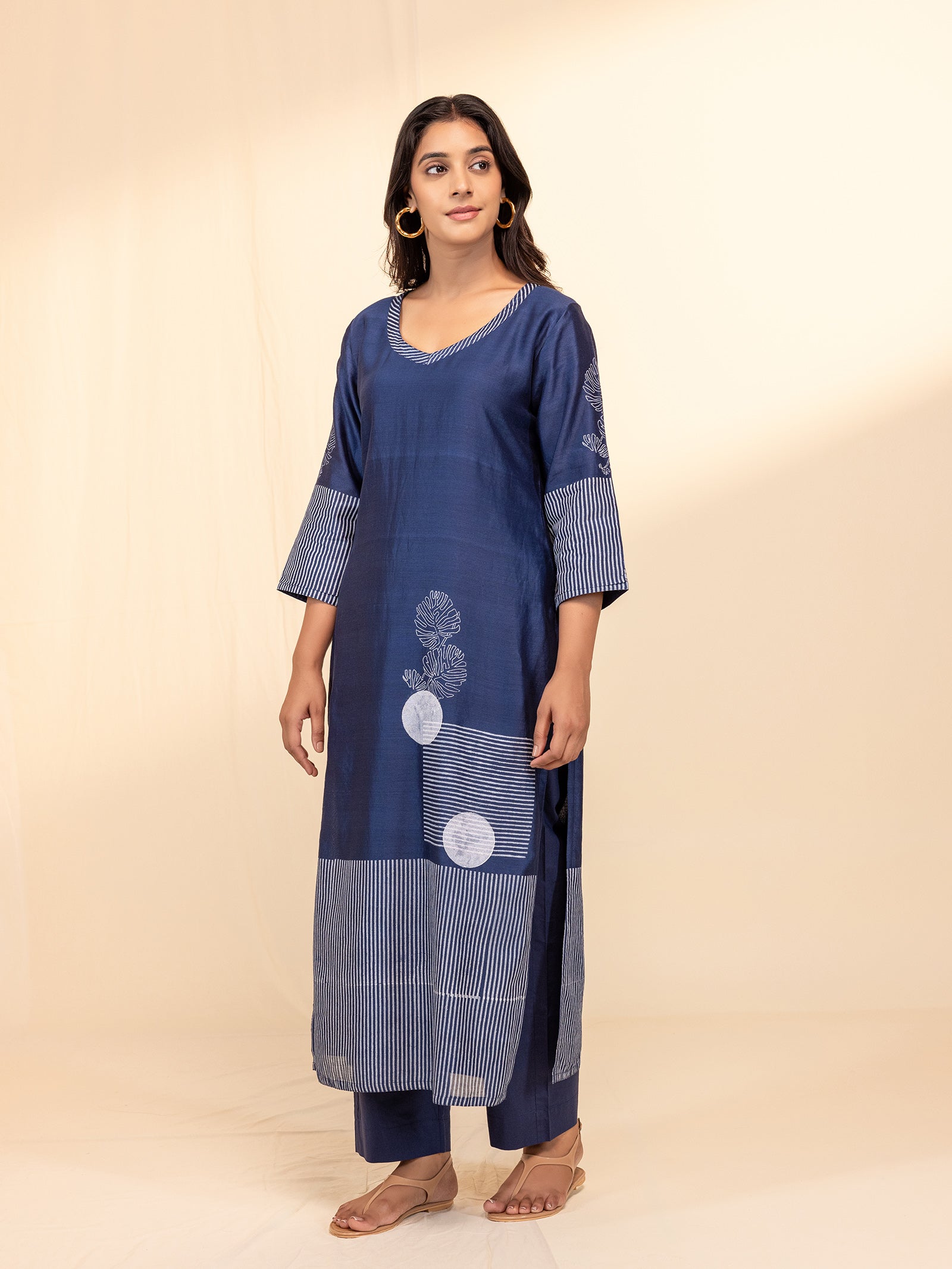 Blue Modern Chanderi Kurta