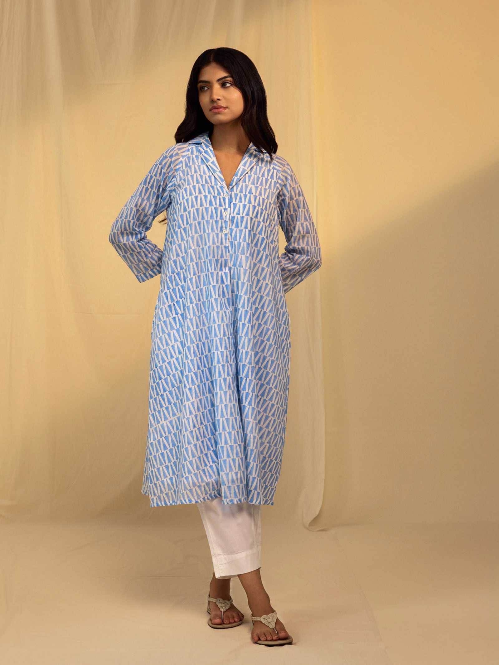 Blue Trinity Voile Kurta