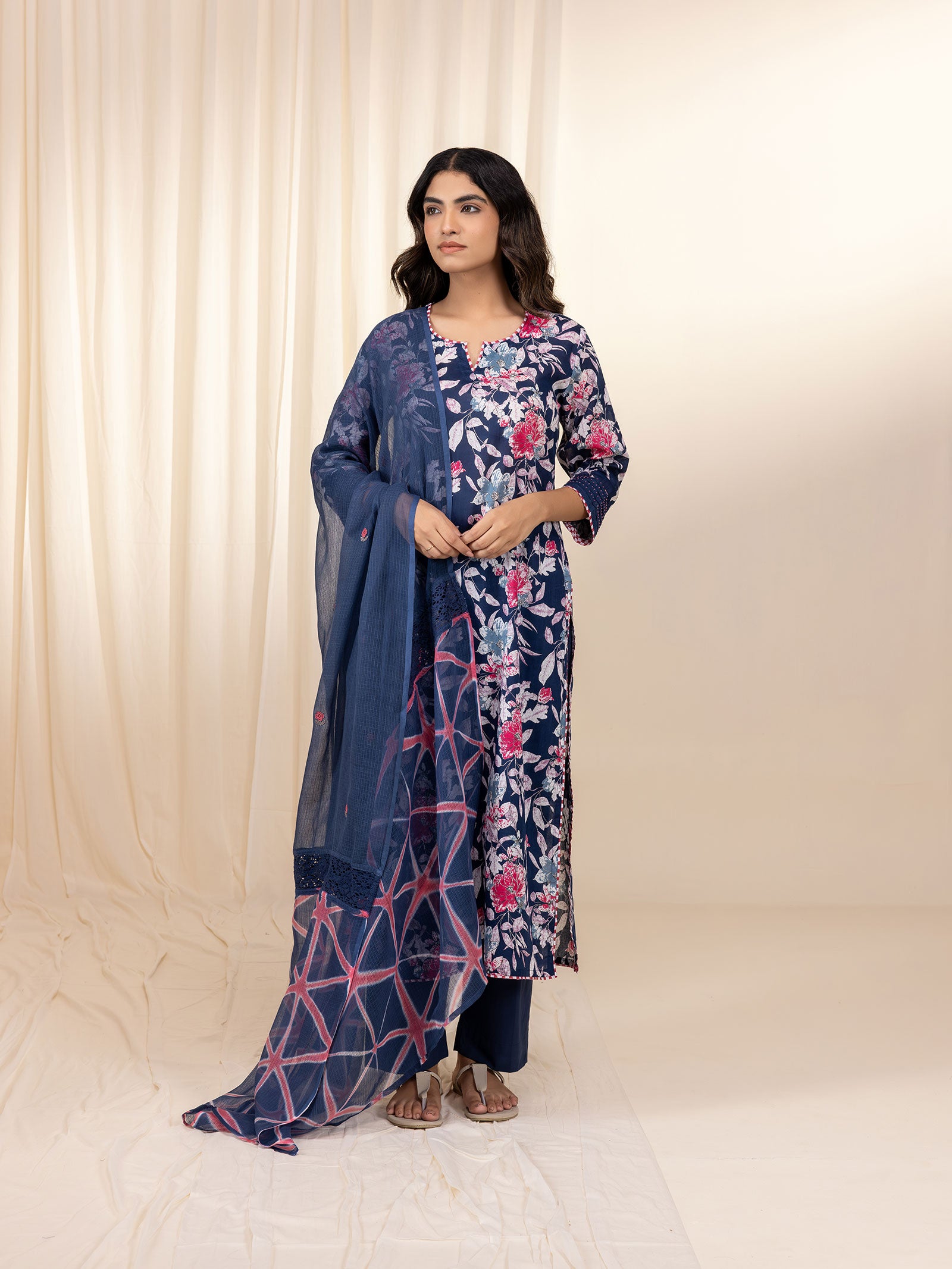 Blue Botanica Voile Kurta